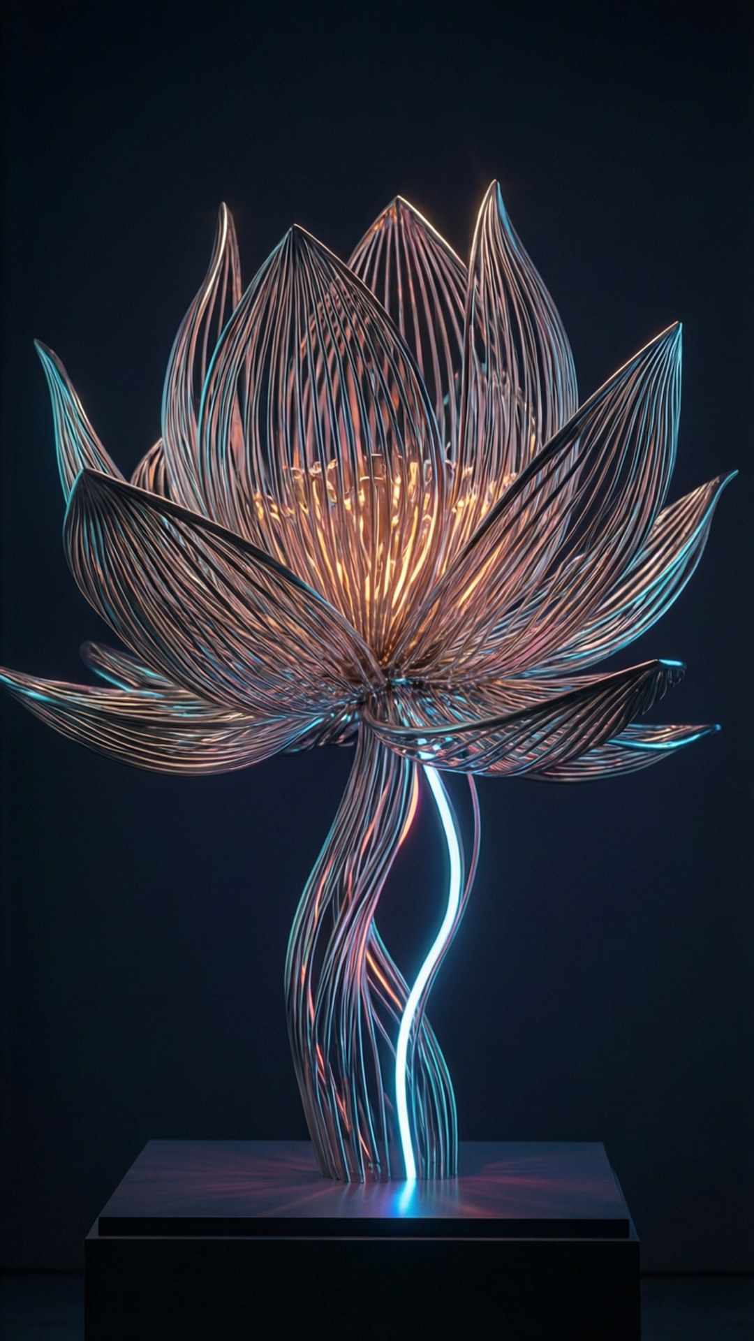 Sanamu ya Lotus ya Neon Picha ya Ukuta