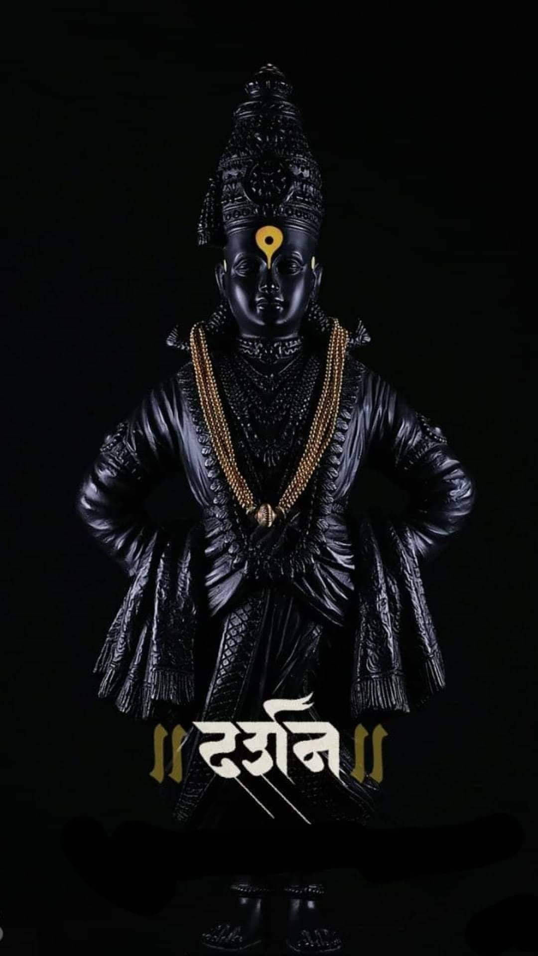 Sanamu ya Mbao ya Vitthal Iliyochongwa Picha ya Ukuta