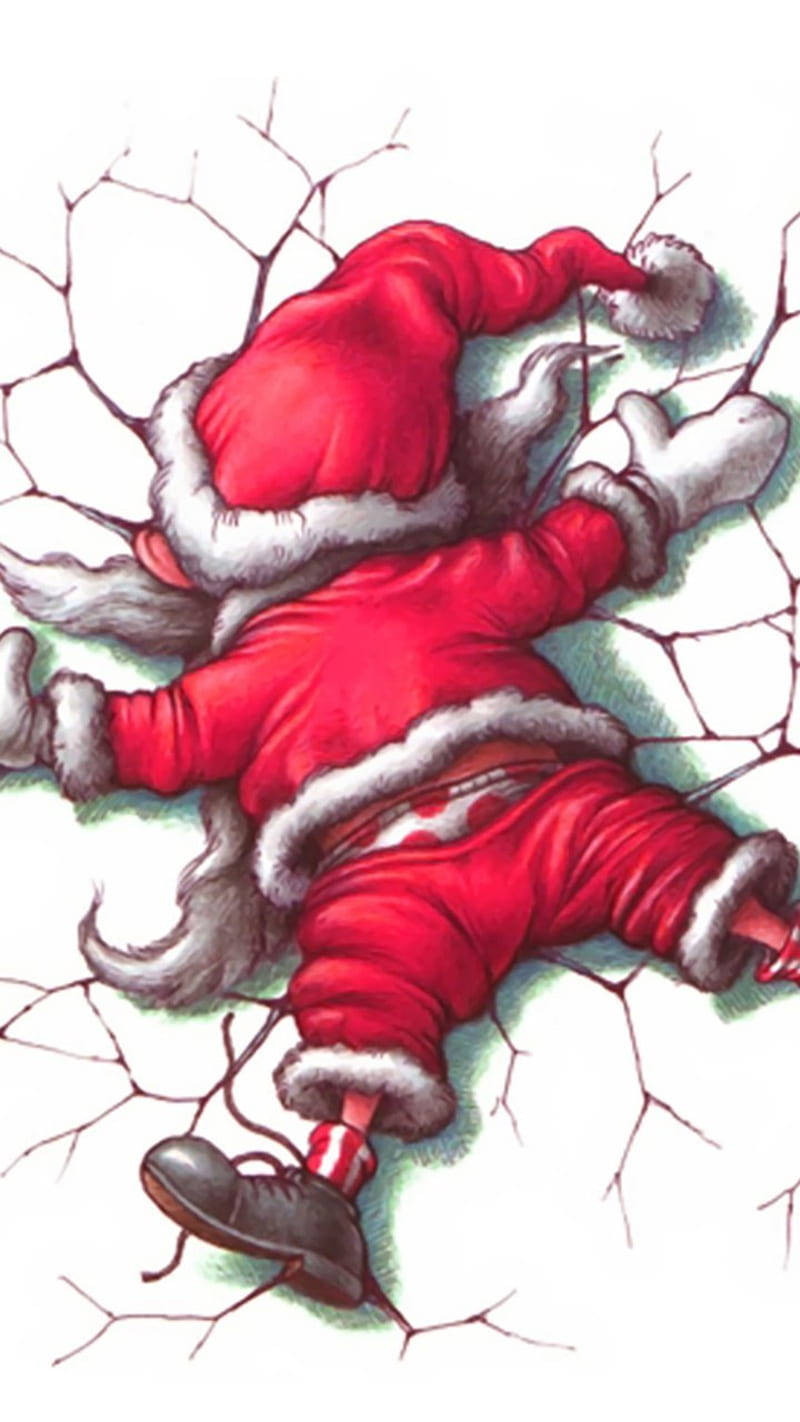 Santa Claus Amelala Chini Kicheko cha Krismasi Picha ya Ukuta