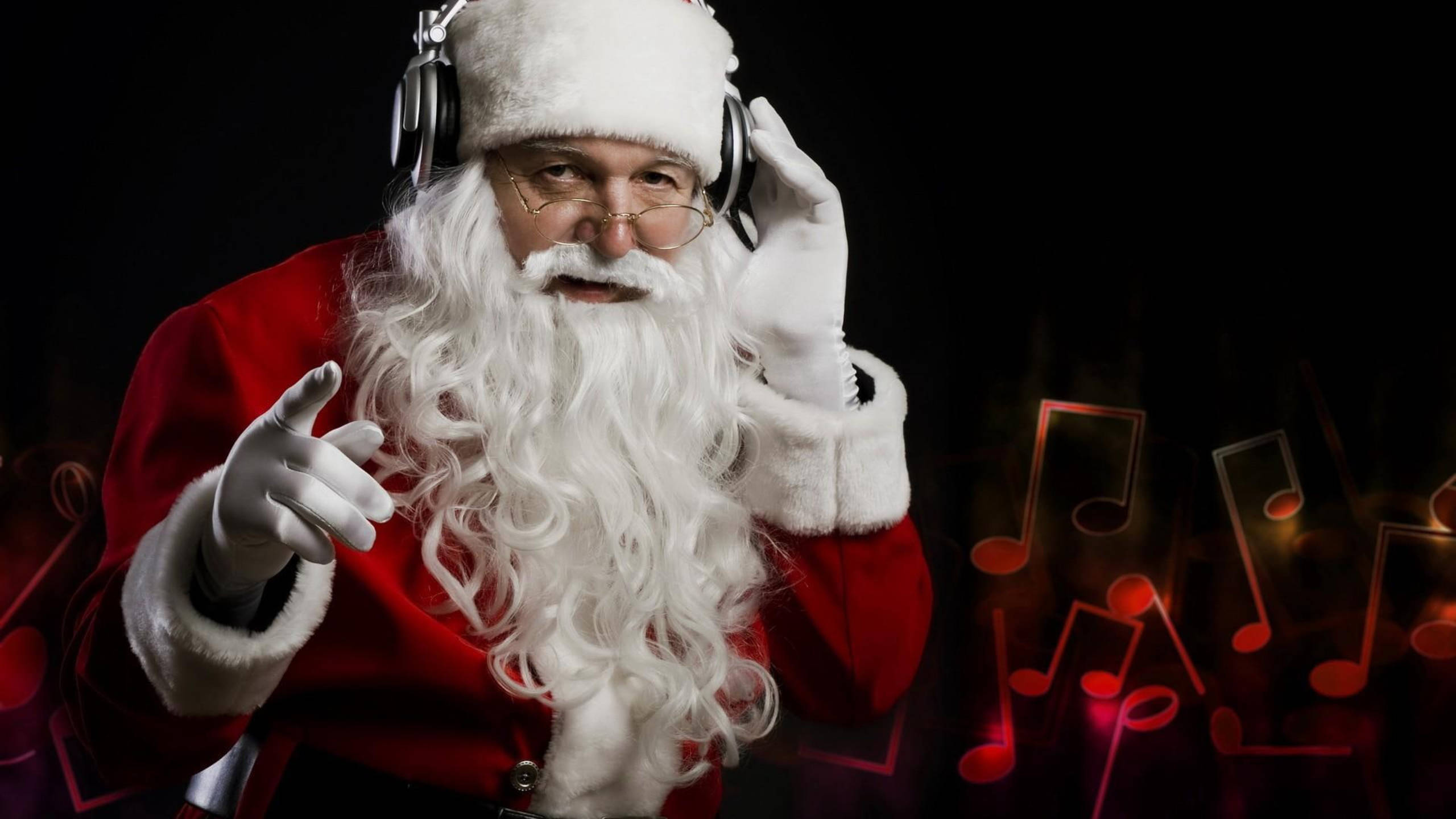 Santa Claus Anayesikiliza Muziki Picha ya Ukuta