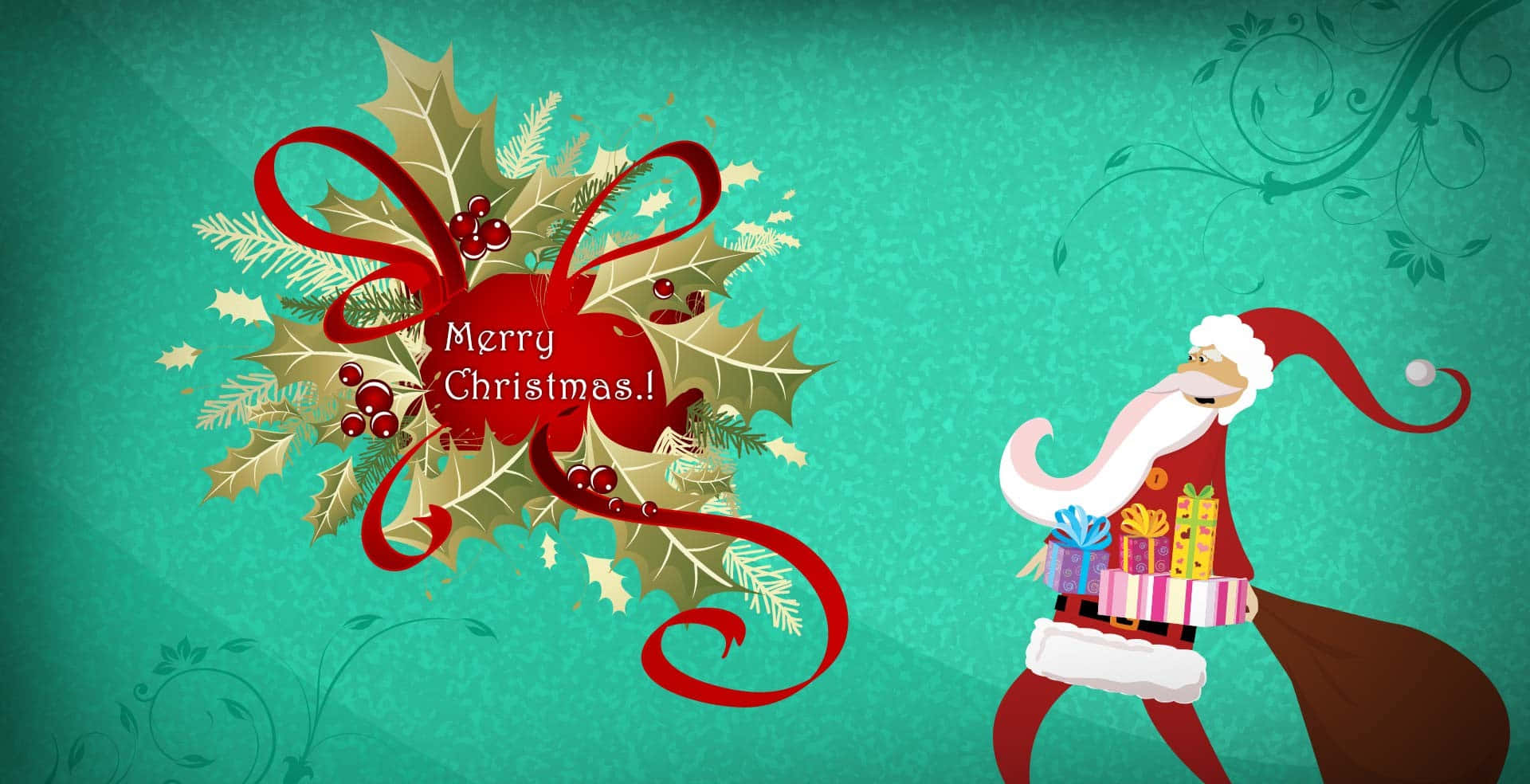 Santa Claus Mcheshi Akifurahia Likizo ya Pwani Picha ya Ukuta