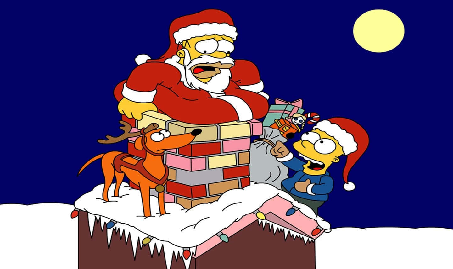 Santa Mchangamfu Akipanda T-Rex Anayenguruma Katika Mandhari ya Krismasi yenye Theluji Picha ya Ukuta