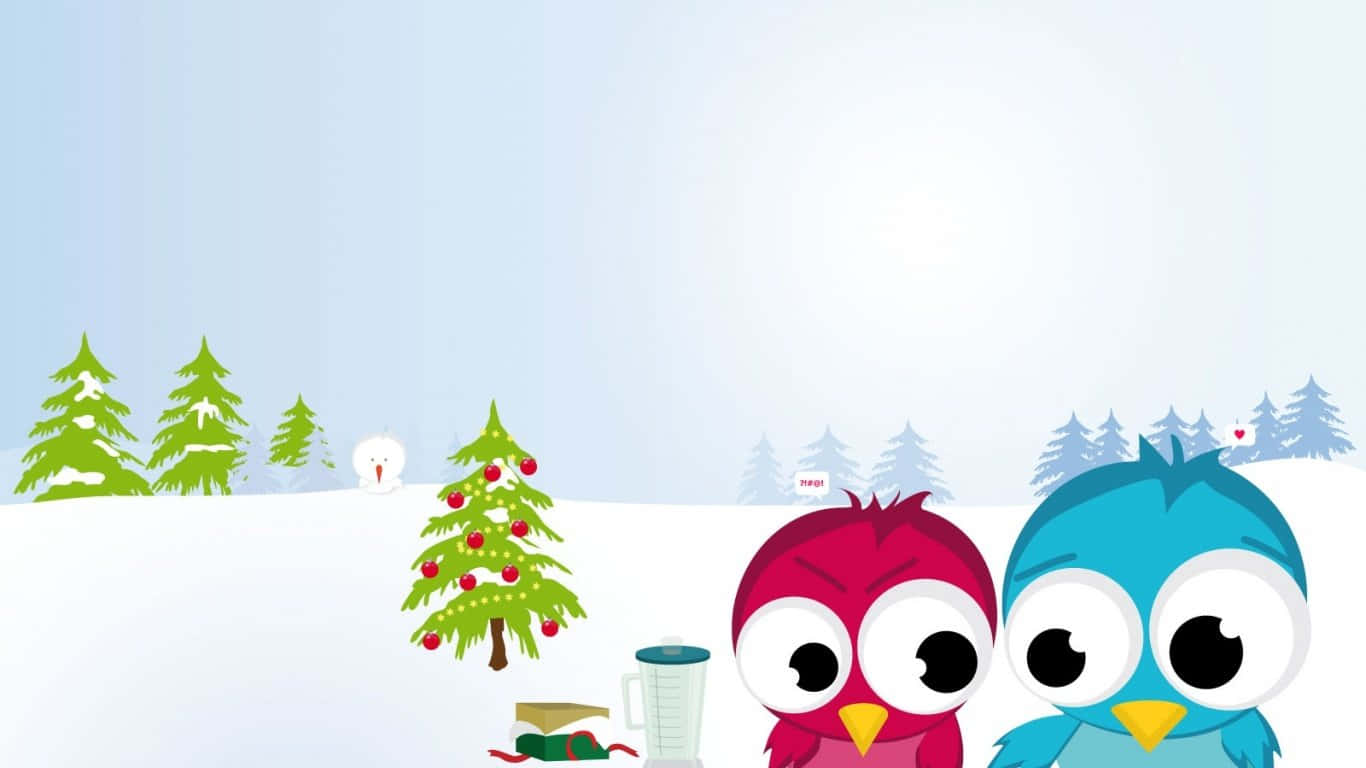 Santa Mcheshi na Kulungu Wenye Furaha Wakisherehekea Krismasi Picha ya Ukuta
