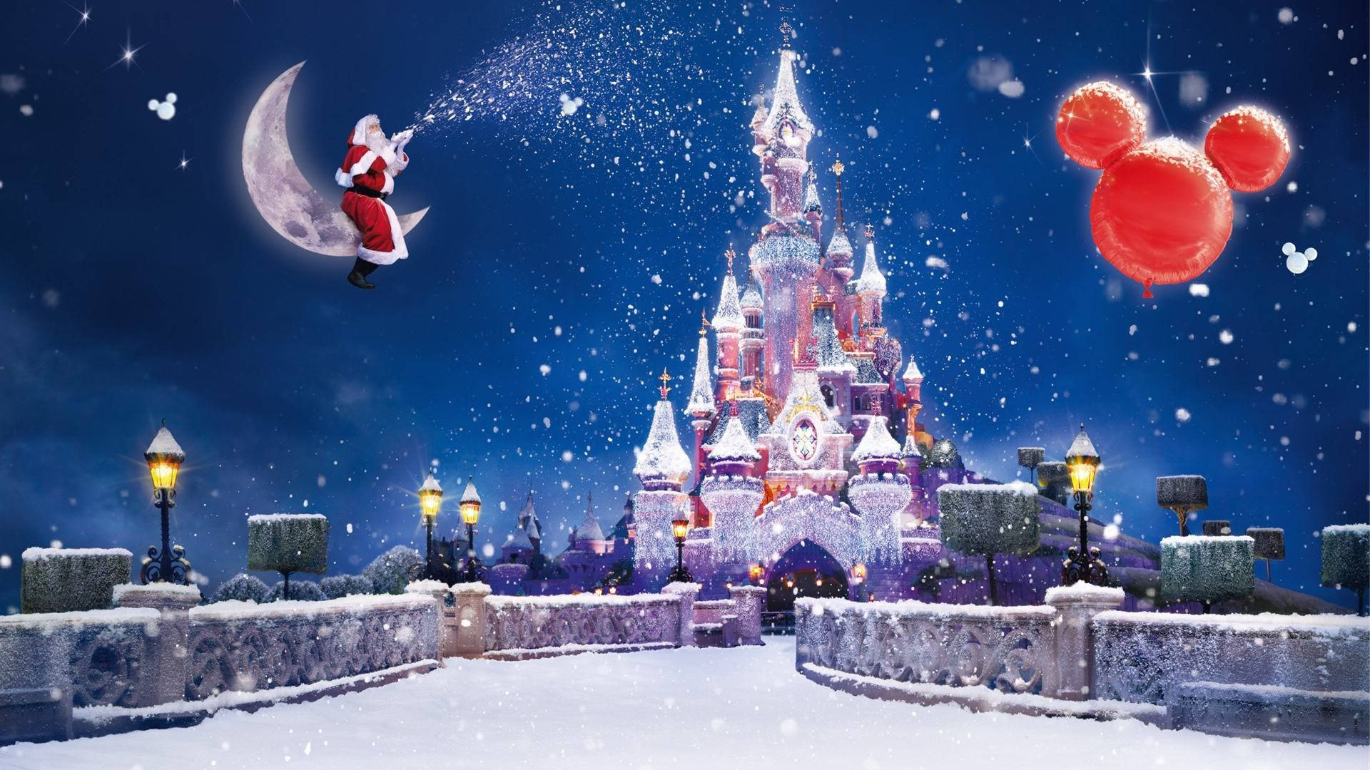Santa Na Kasri La Disney Picha ya Ukuta