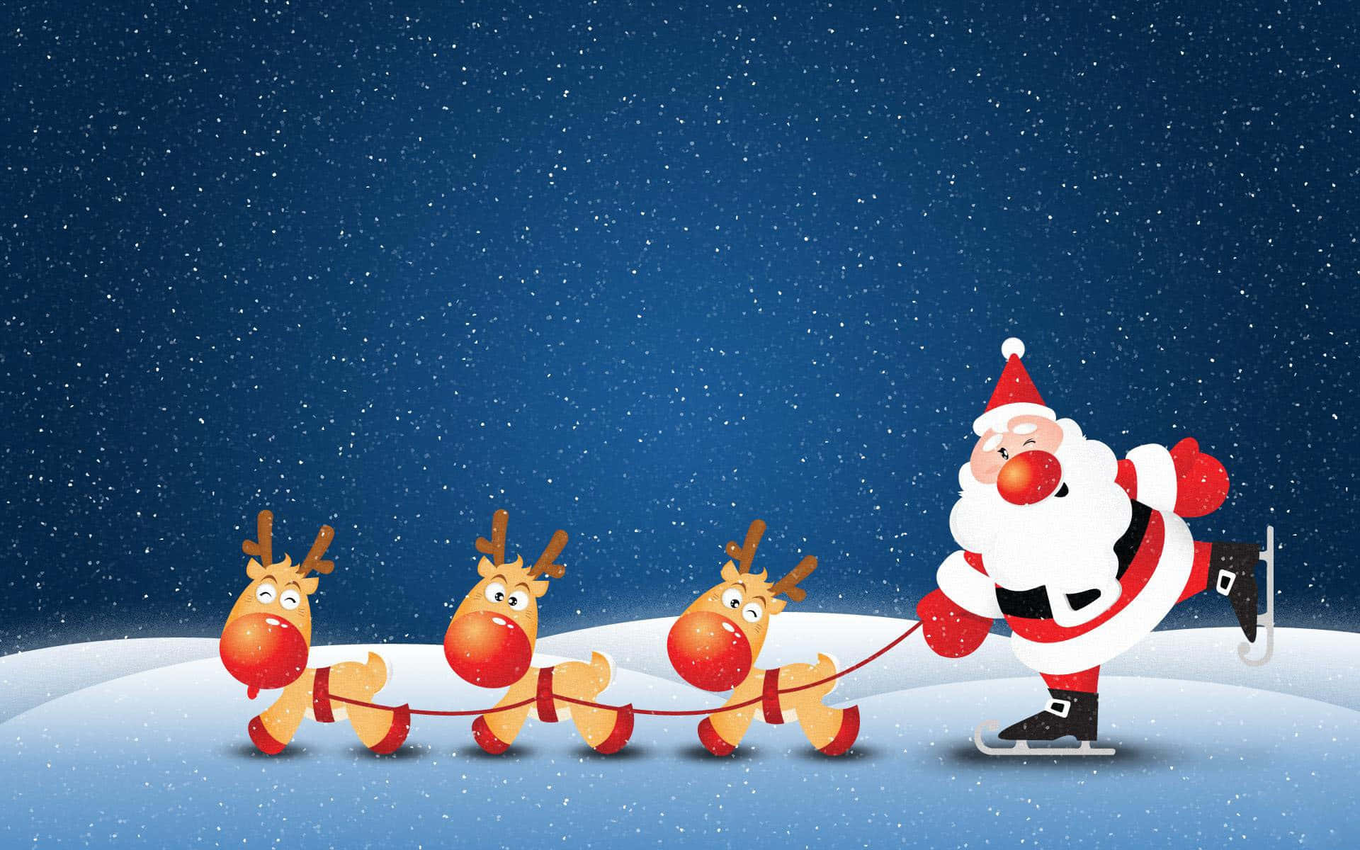Santa na Reindeer Wanaopiga Selfie Picha ya Ukuta