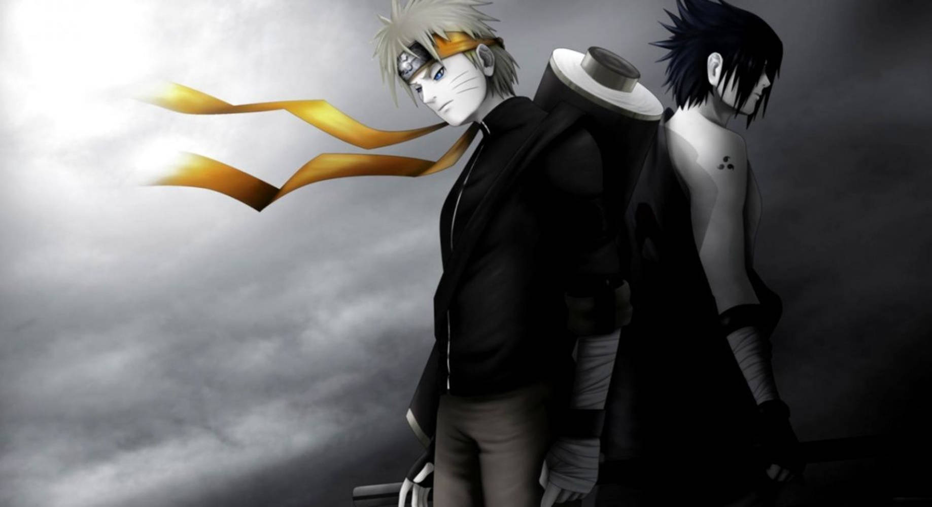 Sasuke Mwenye Huzuni na Naruto Weusi Picha ya Ukuta