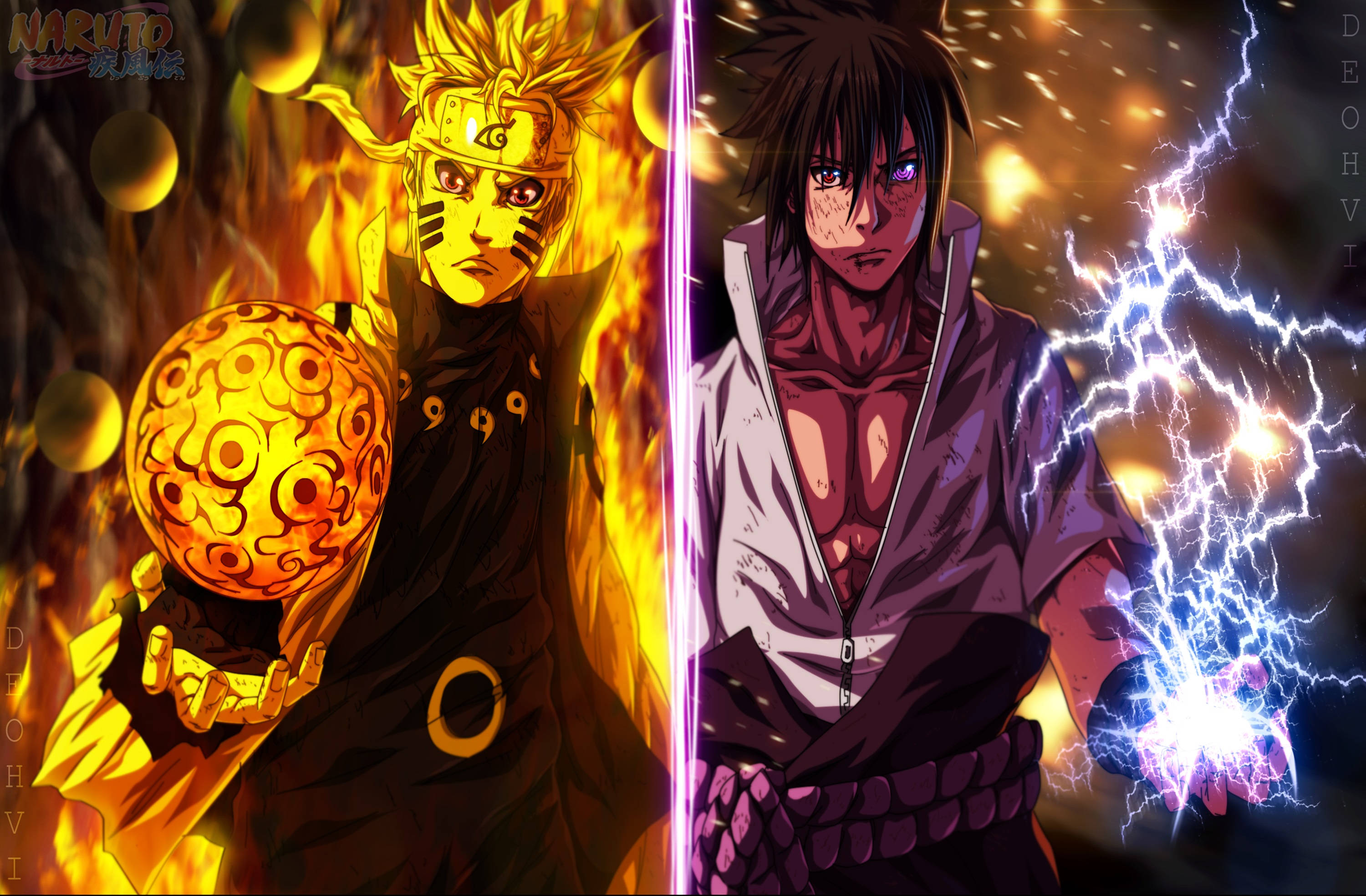 Sasuke na Naruto Mbinu Picha ya Ukuta