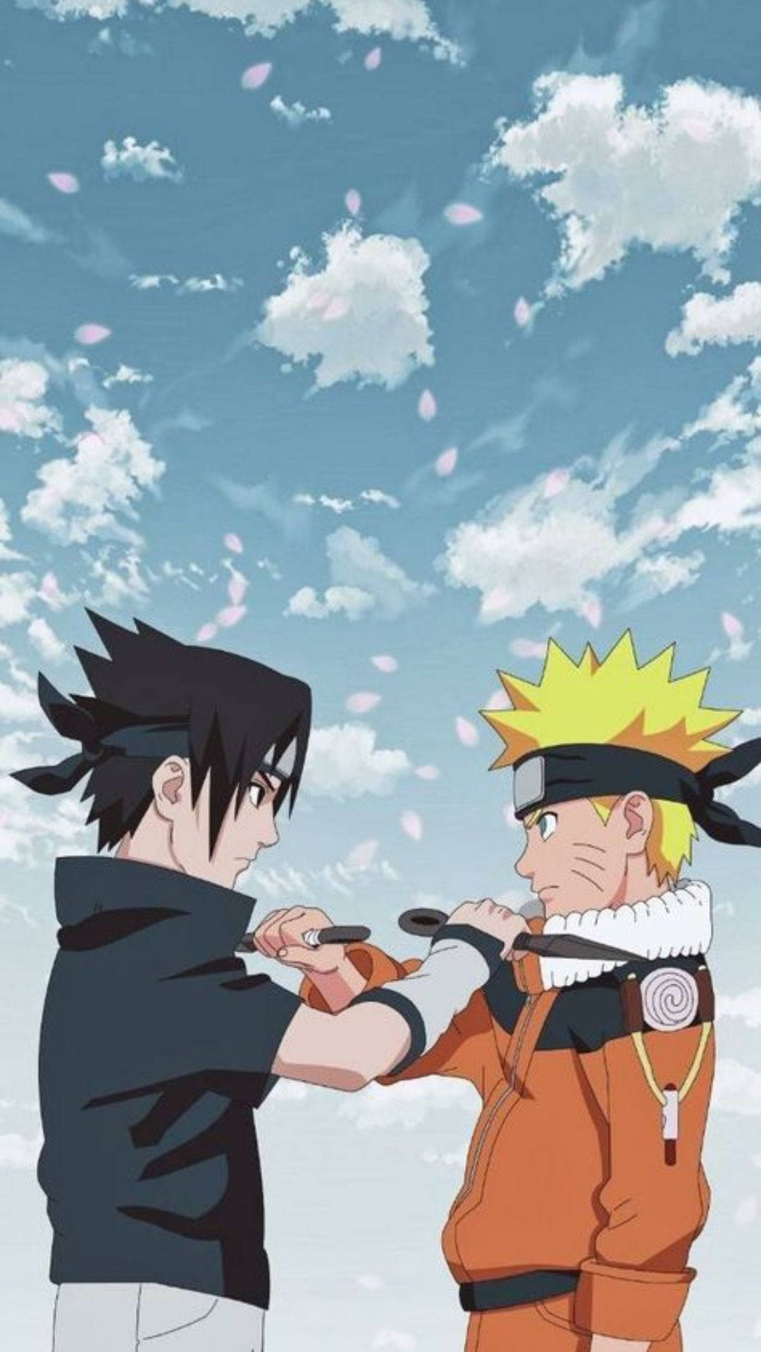 Sasuke na Naruto Uso kwa Uso iPhone Picha ya Ukuta