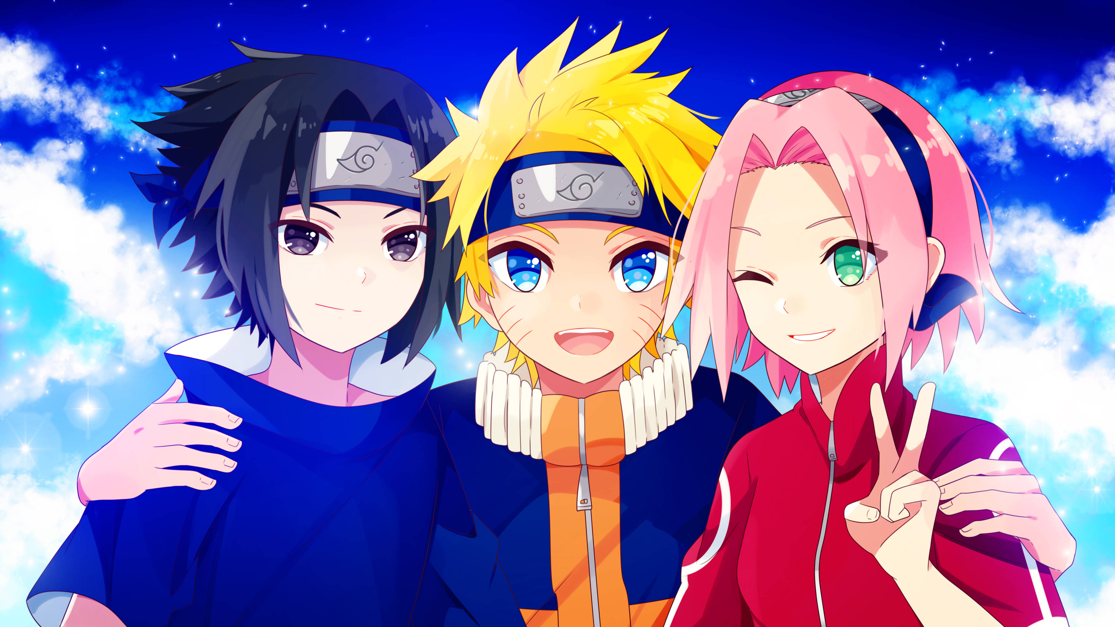 Sasuke, Naruto, Na Sakura 4K Picha ya Ukuta