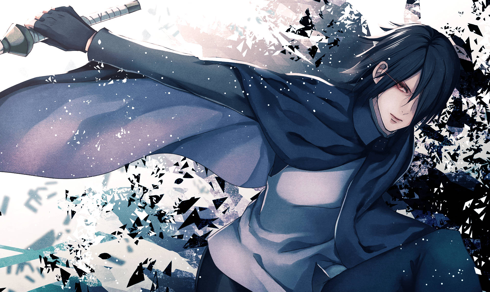 Sasuke Uchiha akiwa na koti la Lightning Flicker - Kufungua Nguvu za Sharingan Picha ya Ukuta