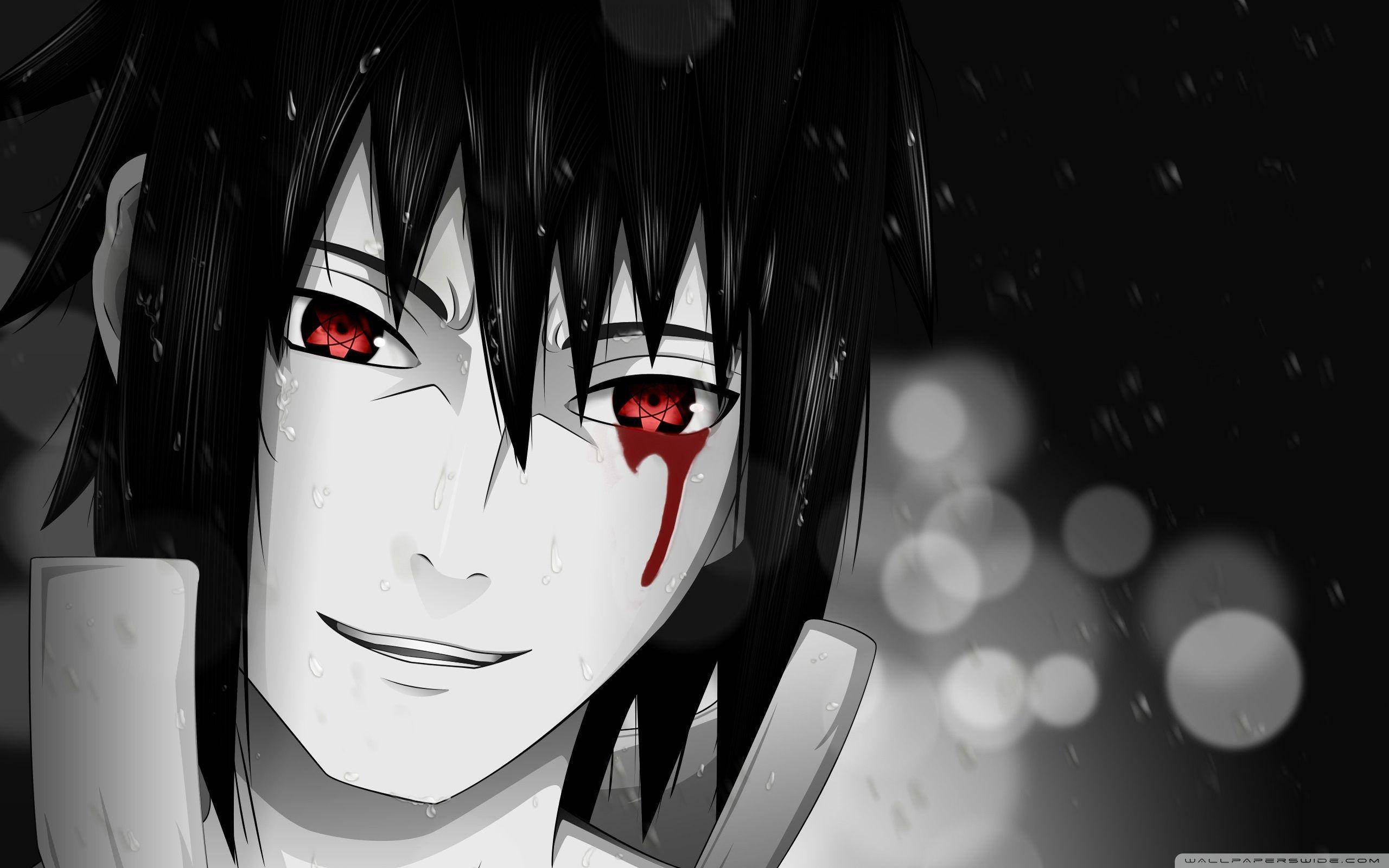 Sasuke Uchiha Anime Macho ya Damu Picha ya Ukuta