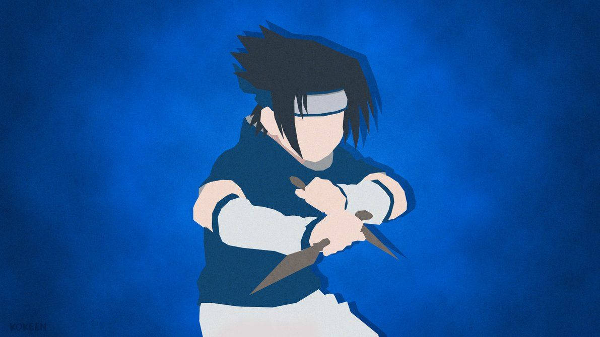 Sasuke Uchiha katika mchoro wa rangi ya samawati ya kifalme Picha ya Ukuta