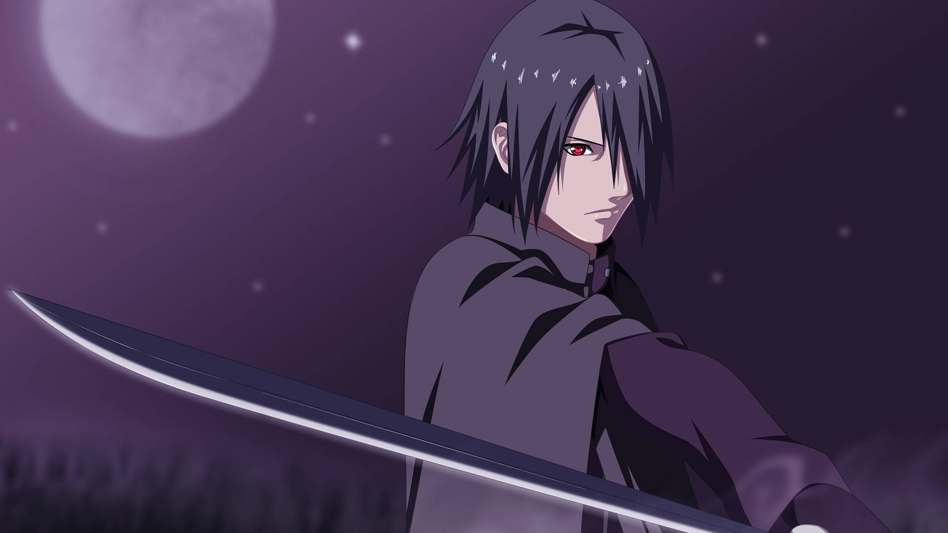Sasuke Uchiha, tayari kwa vita na Ninja Blade yake Picha ya Ukuta