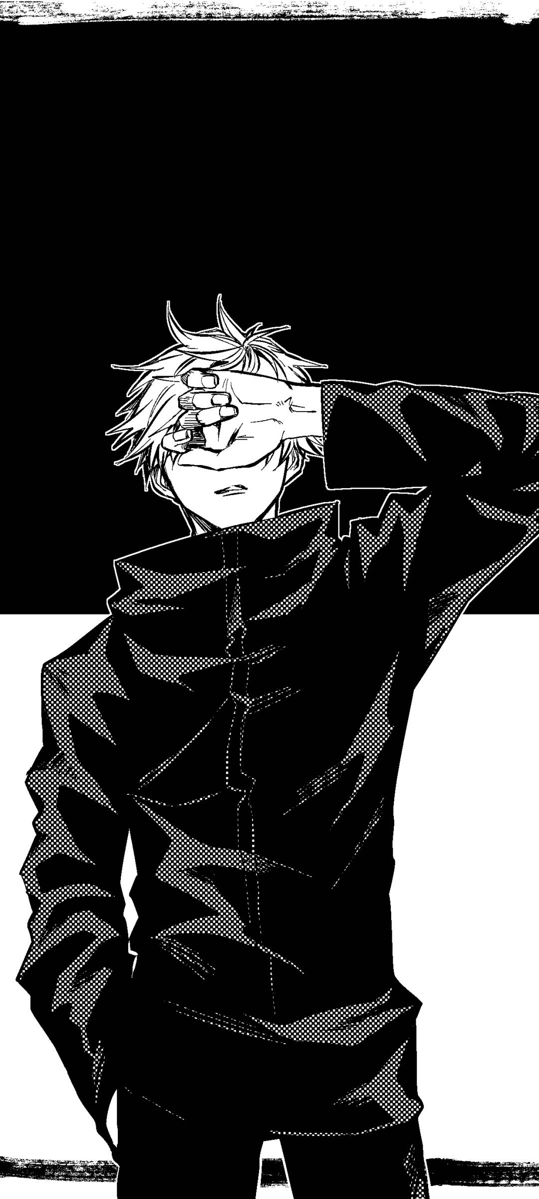 Satoru Gojo Sanaa ya Monochrome Jujutsu Kaisen Telefoni Picha ya Ukuta