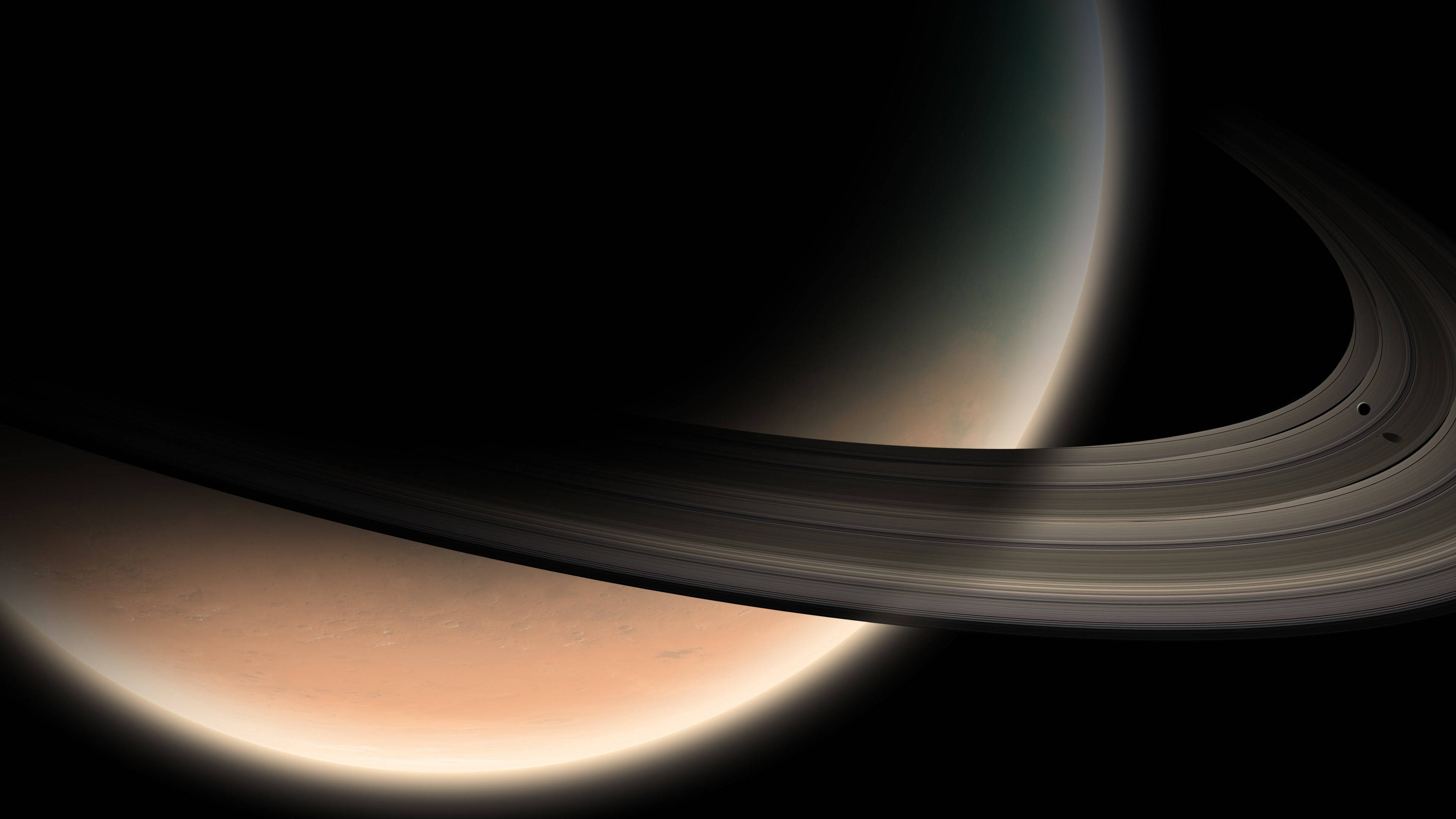 Saturn kwa karibu 4K Picha ya Ukuta