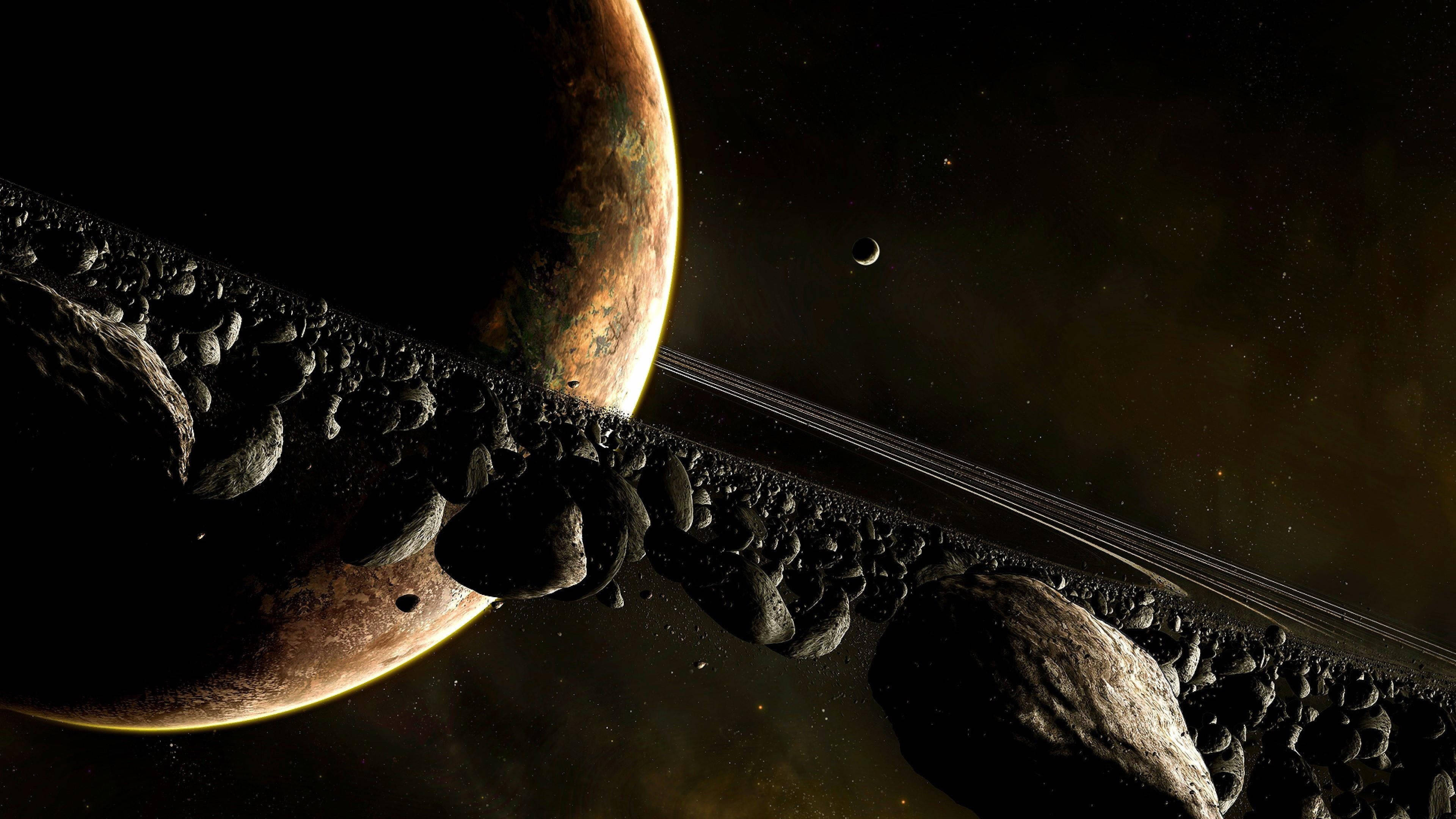 Saturni Asteroidi 4K Picha ya Ukuta