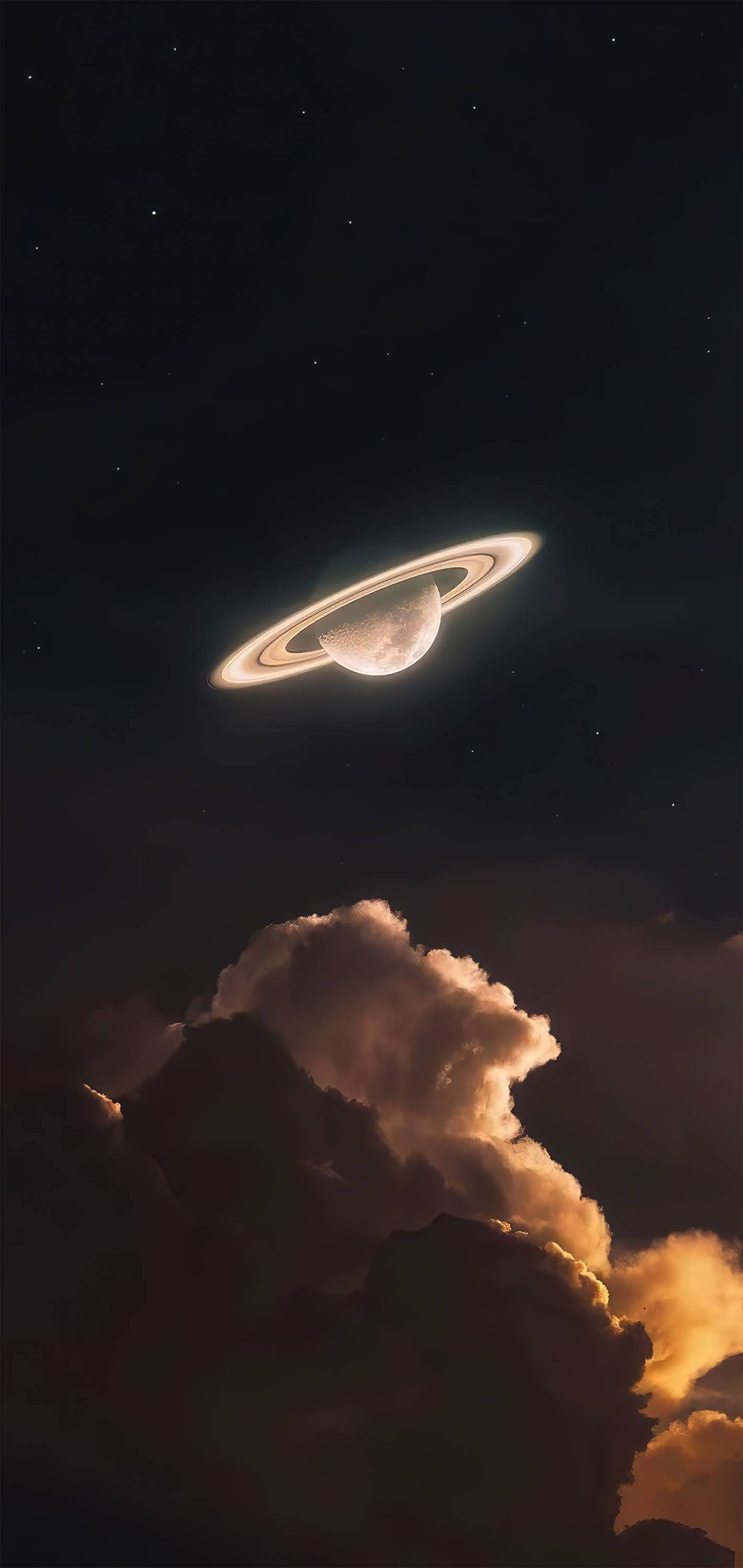 Saturni Inayong'aa Aesthetic 4K Picha ya Ukuta