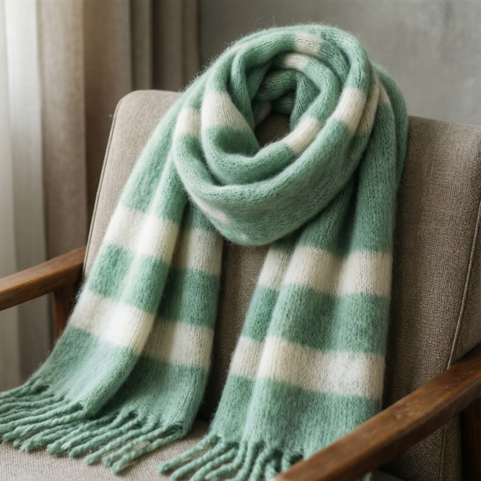 Scarf ya Mint Green Striped Picha ya Ukuta