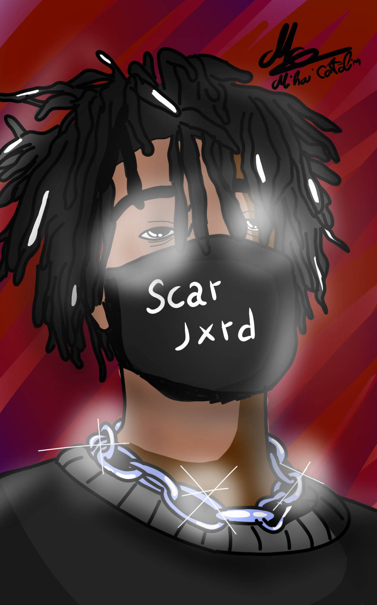 Scarlxrd Red Fan Art Picha ya Ukuta