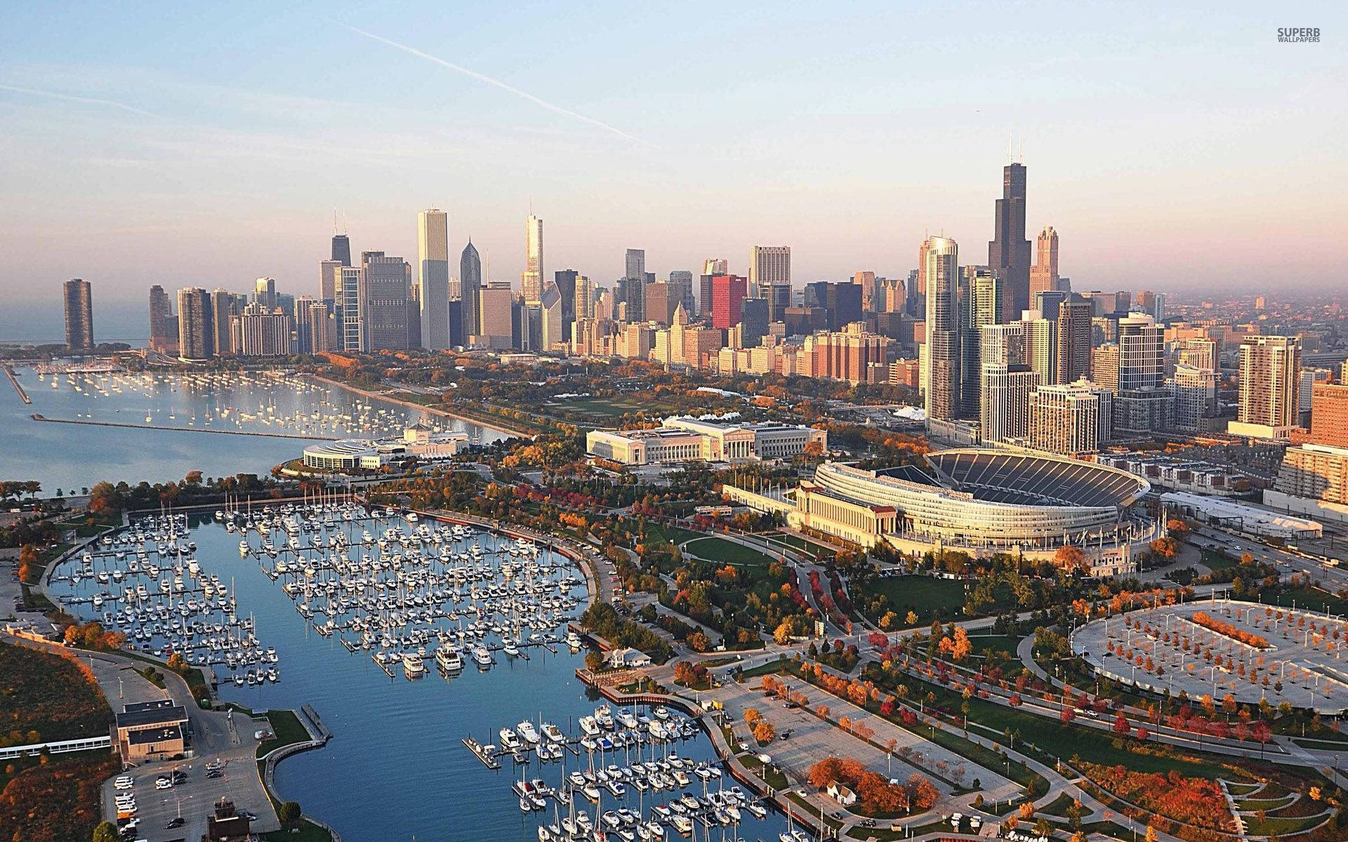 Scenic View Of Chicago Picha ya Ukuta