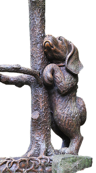 Sculpture ya Bronzi ya Mbwa Inayotazama Juu Picha ya Ukuta
