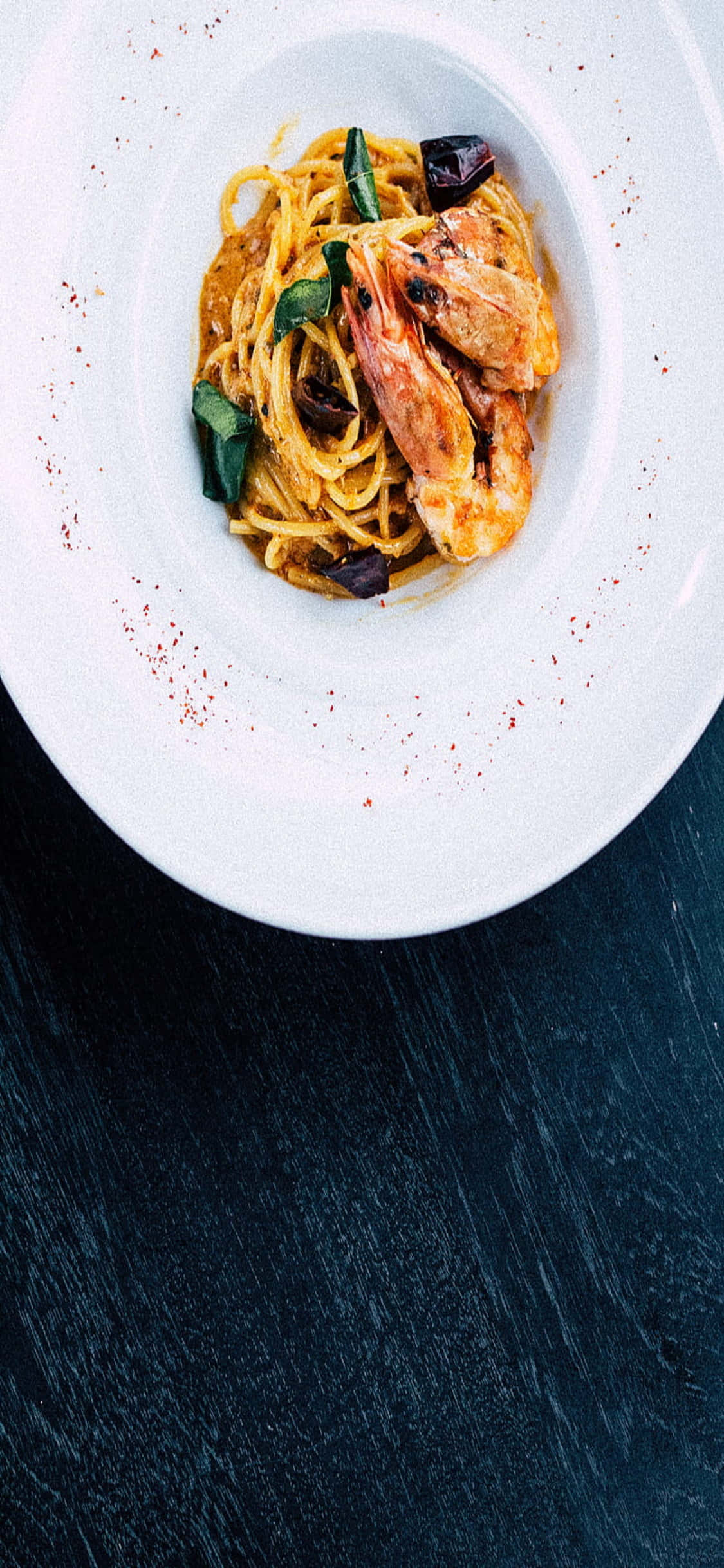 Seafood Pasta With Shrimp iPhone X Pasta Background Picha ya Ukuta