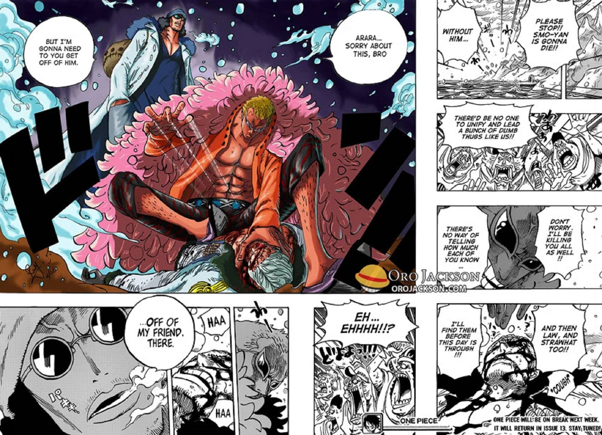Sehemu ya Manga ya Doflamingo na Kuzan Picha ya Ukuta