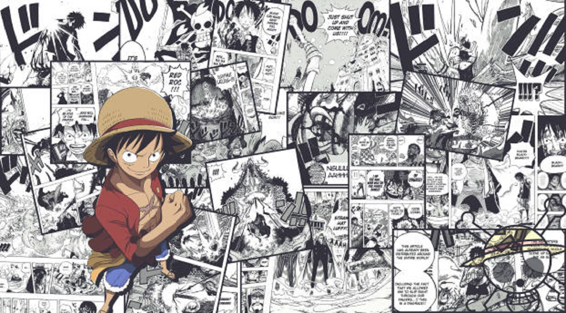 Sehemu ya Manga ya Nahodha Pirate Luffy Picha ya Ukuta