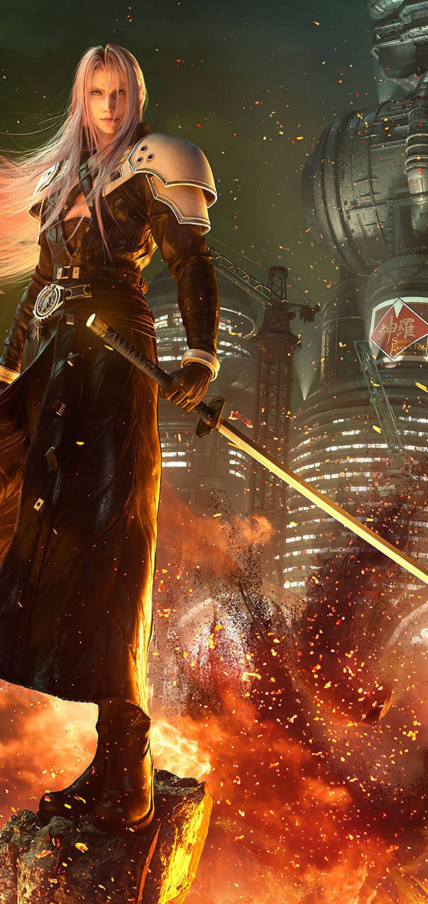 Sephiroth Detailed Digital Illustration Picha ya Ukuta