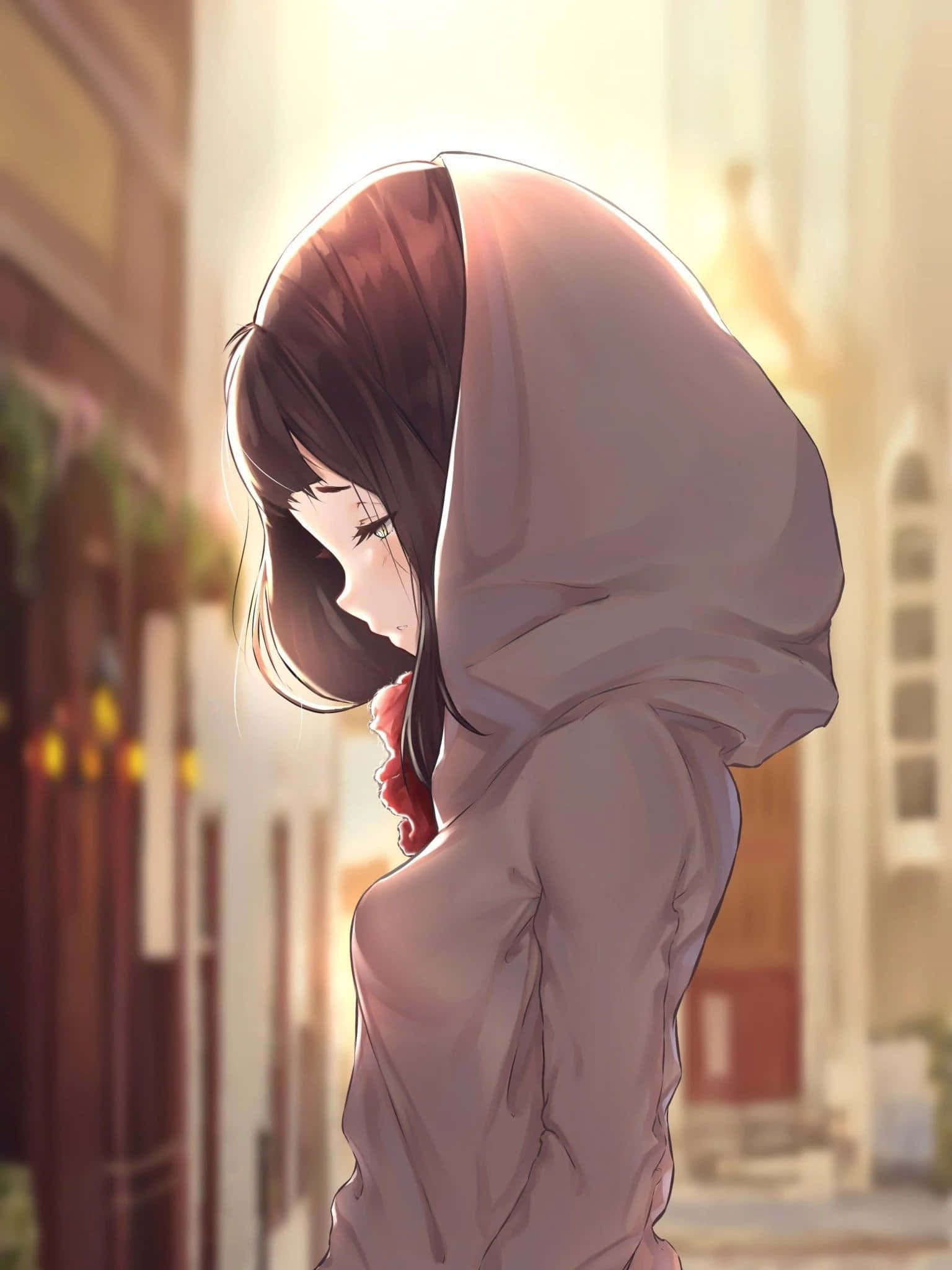 Shabiki wa anime akiwa na hoodie maridadi Picha ya Ukuta