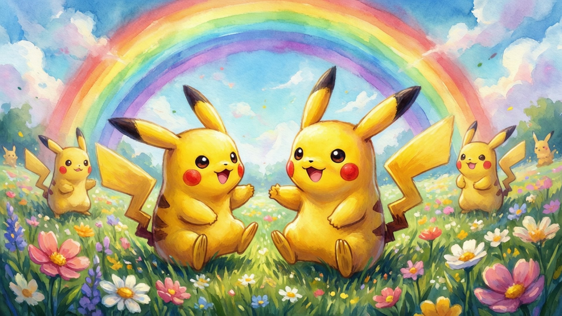 Shamba la Maua la Pikachu Picha ya Ukuta