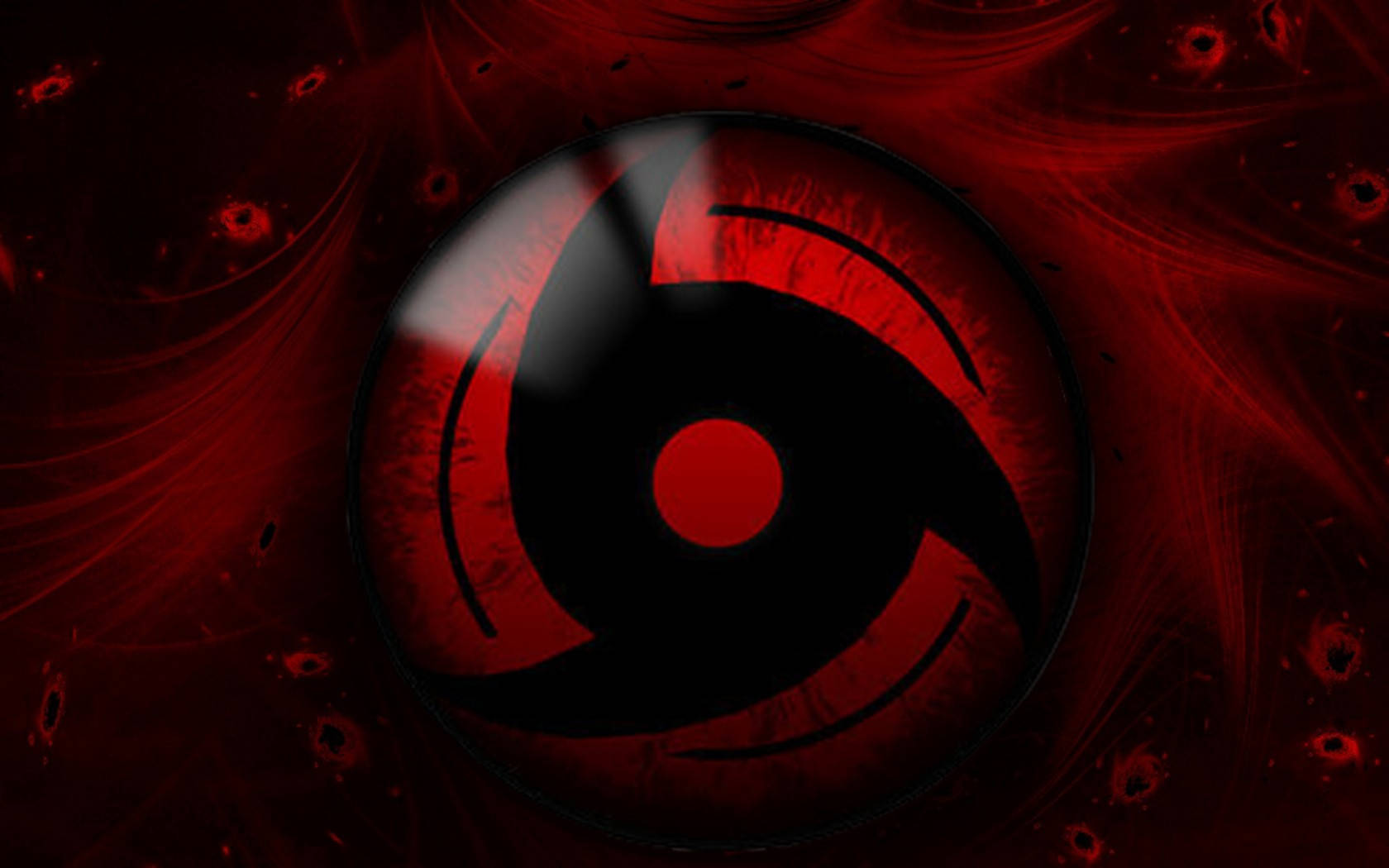 Sharingan Nyekundu Moja kwa Moja Mawimbi na Chembe za Urembo Picha ya Ukuta