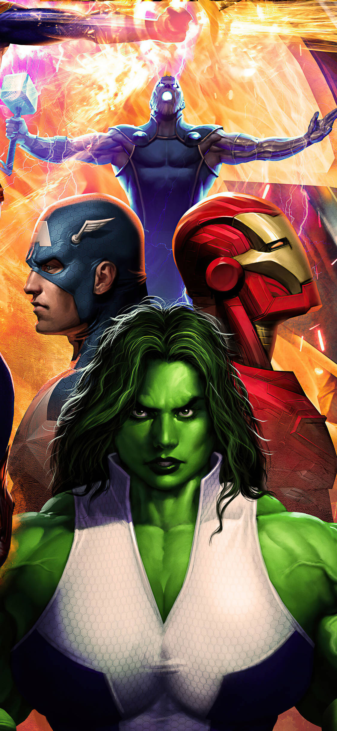 She Hulk With Marvel Heroes Picha ya Ukuta