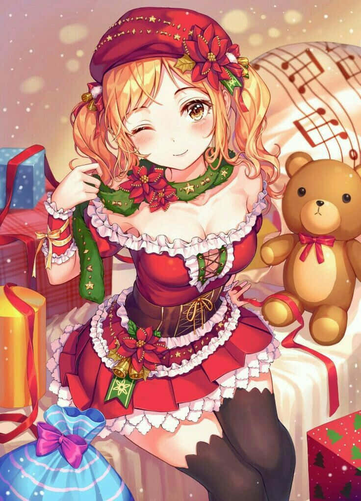 Sherehe Krismasi na wahusika wako wapenzi wa Anime! Picha ya Ukuta