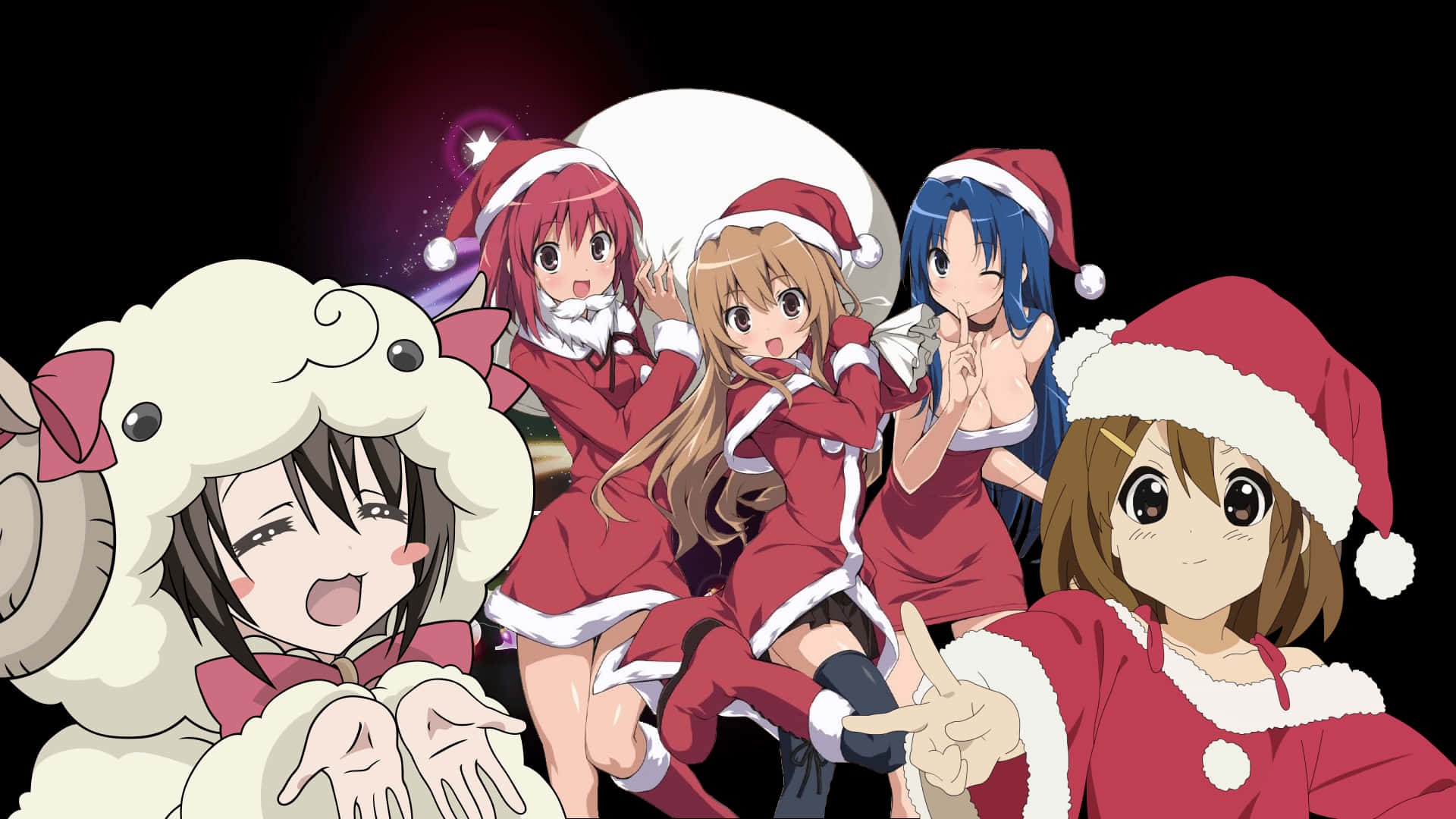 Sherehe Krismasi na Watu Wako wa Anime Waliotunajisika! Picha ya Ukuta