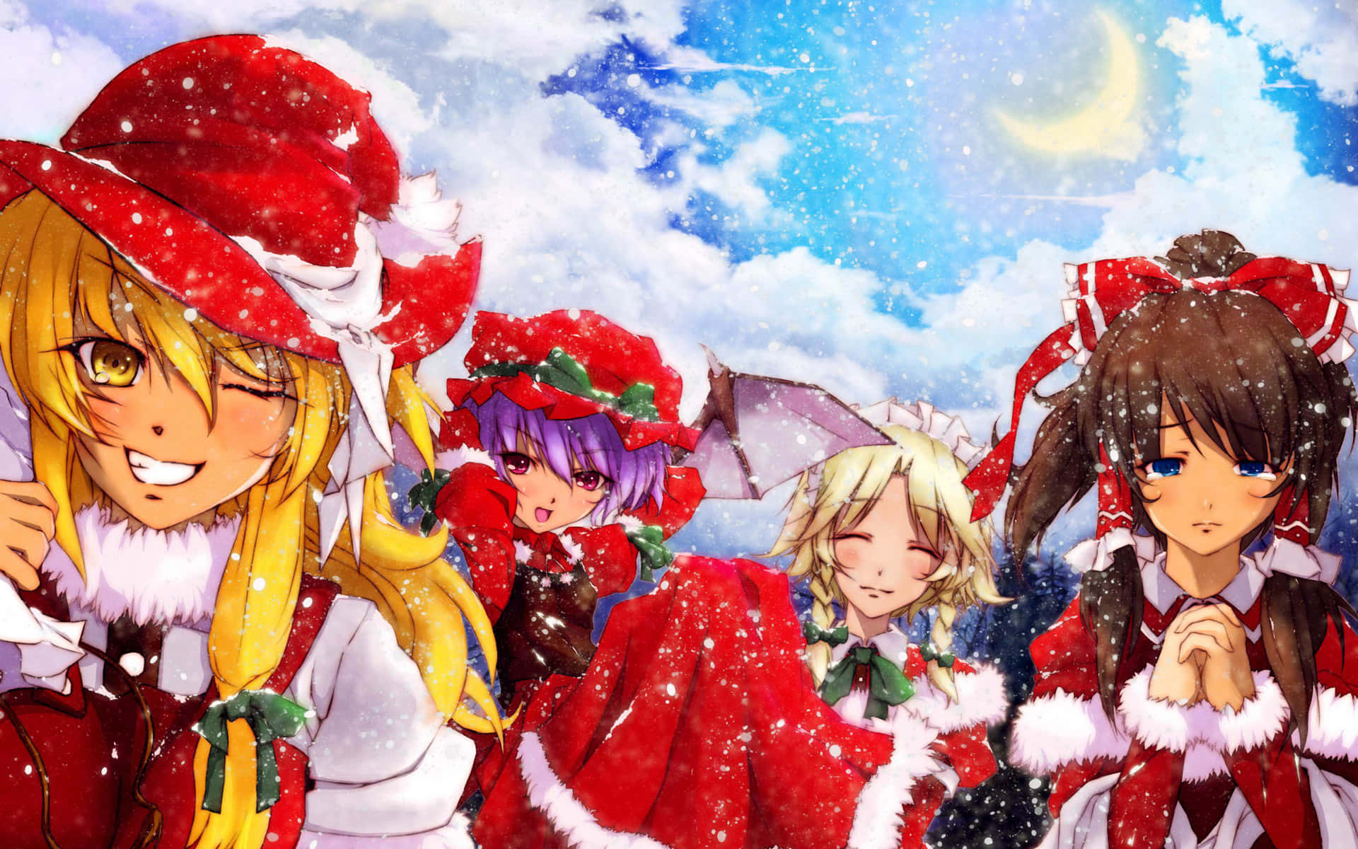 Sherehe za Krismasi na mandhari hii ya Anime ya Krismasi! Picha ya Ukuta