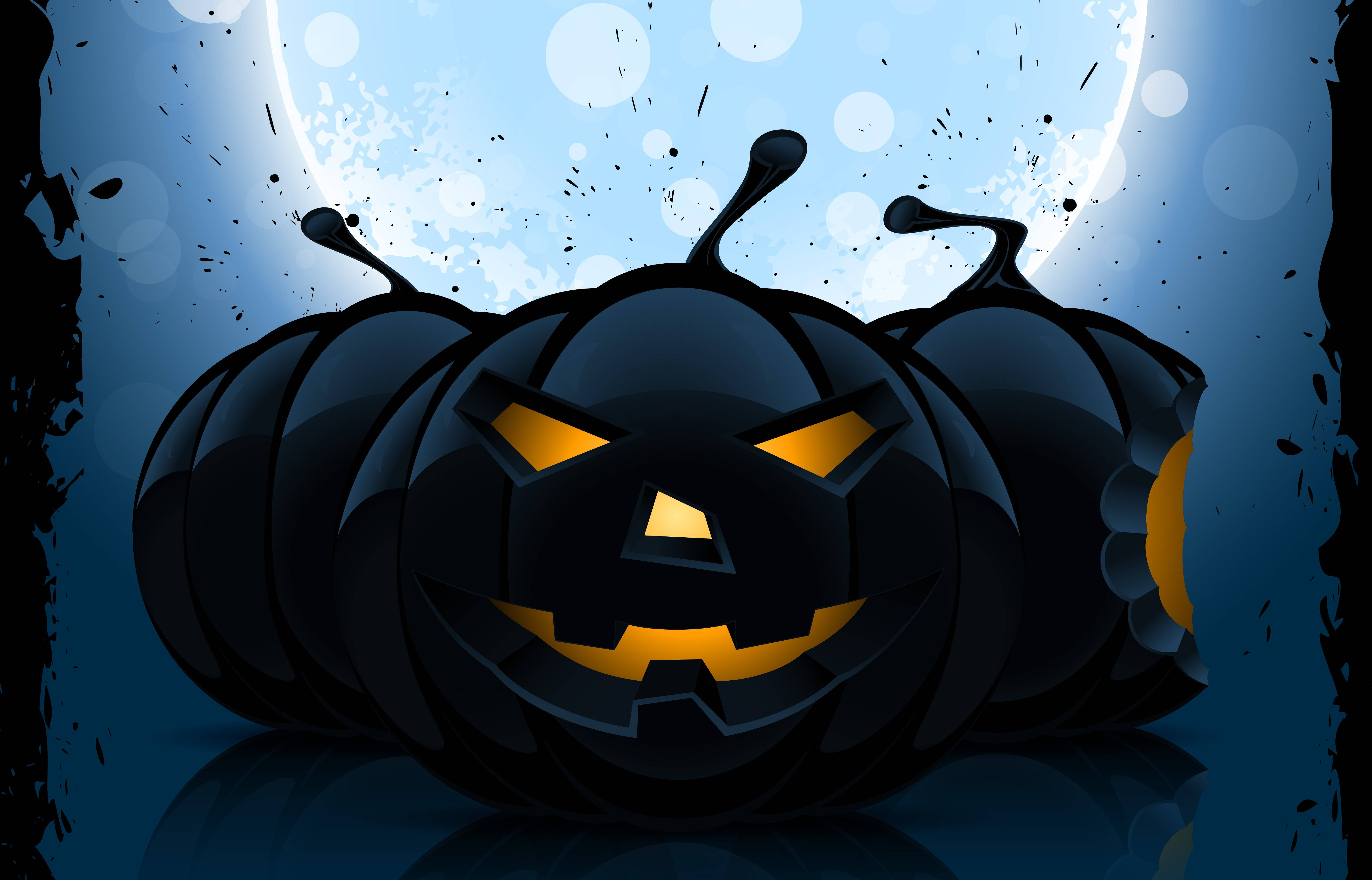 Sherehekea Halloween ya Kutisha na Boga Hili Jeusi Linalong'aa Picha ya Ukuta