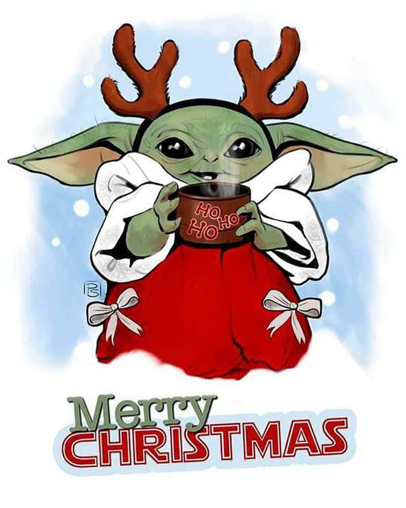 Sherehekea Krismasi na Baby Yoda Picha ya Ukuta