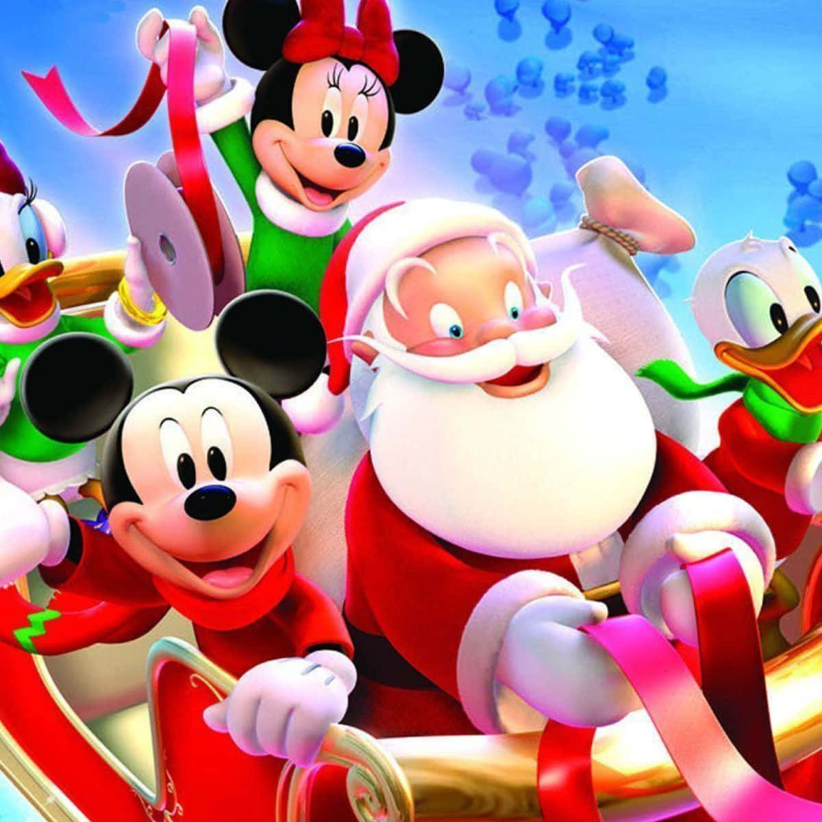 Sherehekea Sikukuu na Mickey, Minnie, na marafiki wako wote wa Disney! Picha ya Ukuta
