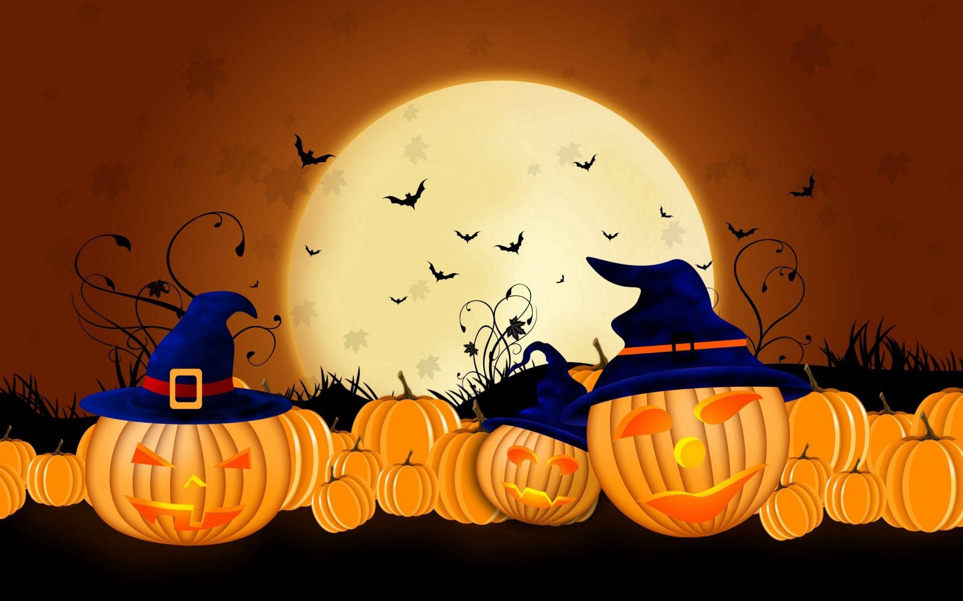Sherehekea Uchawi wa Halloween na Maboga Yenye Rangi! Picha ya Ukuta