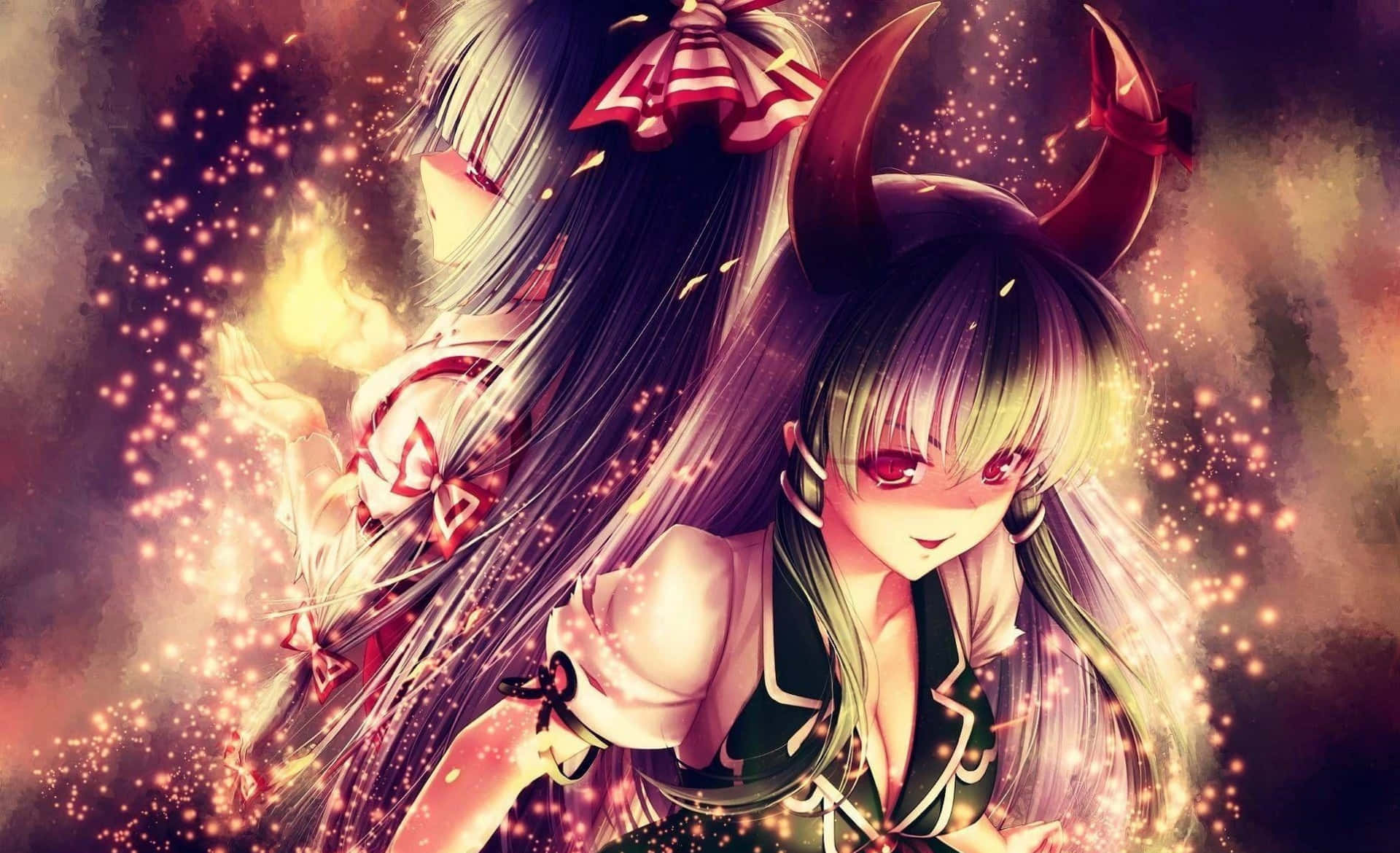 Shetani wa anime wa kutisha amefichwa kwenye vivuli. Picha ya Ukuta