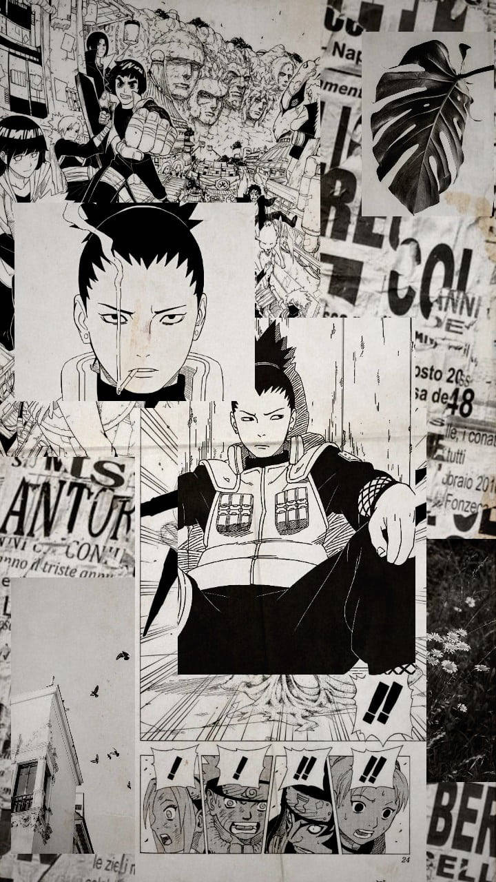 Shikamaru Naruto Anime Nyeusi na Nyeupe iPhone Picha ya Ukuta