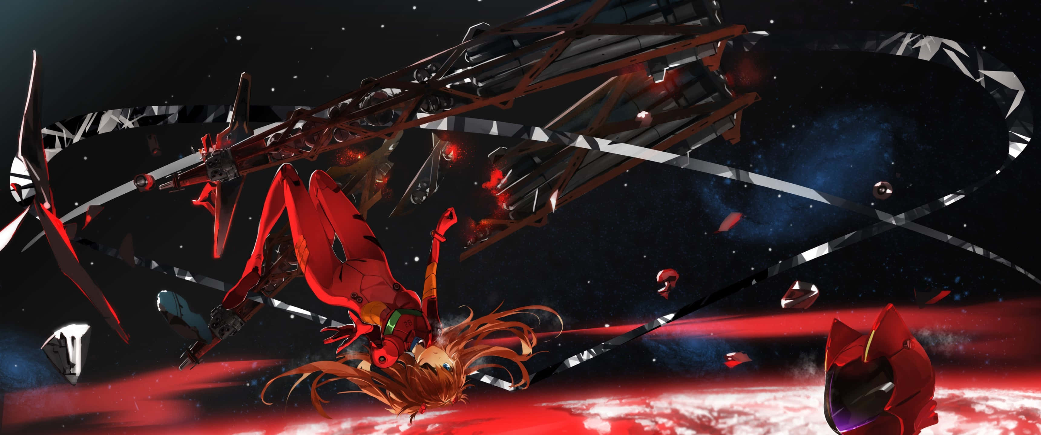 Shinji Ikari anasimama kwa ujasiri dhidi ya tishio la Malaika katika "Neon Genesis Evangelion" Picha ya Ukuta