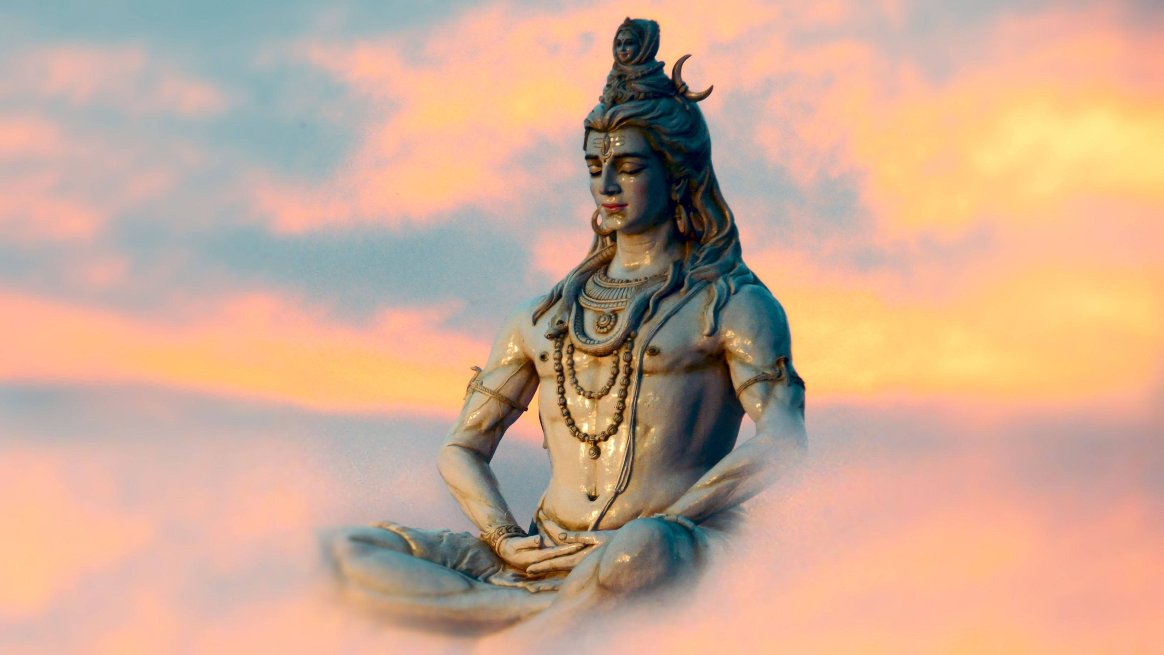Shiv Shankar kwenye Anga la Pastel HD Picha ya Ukuta