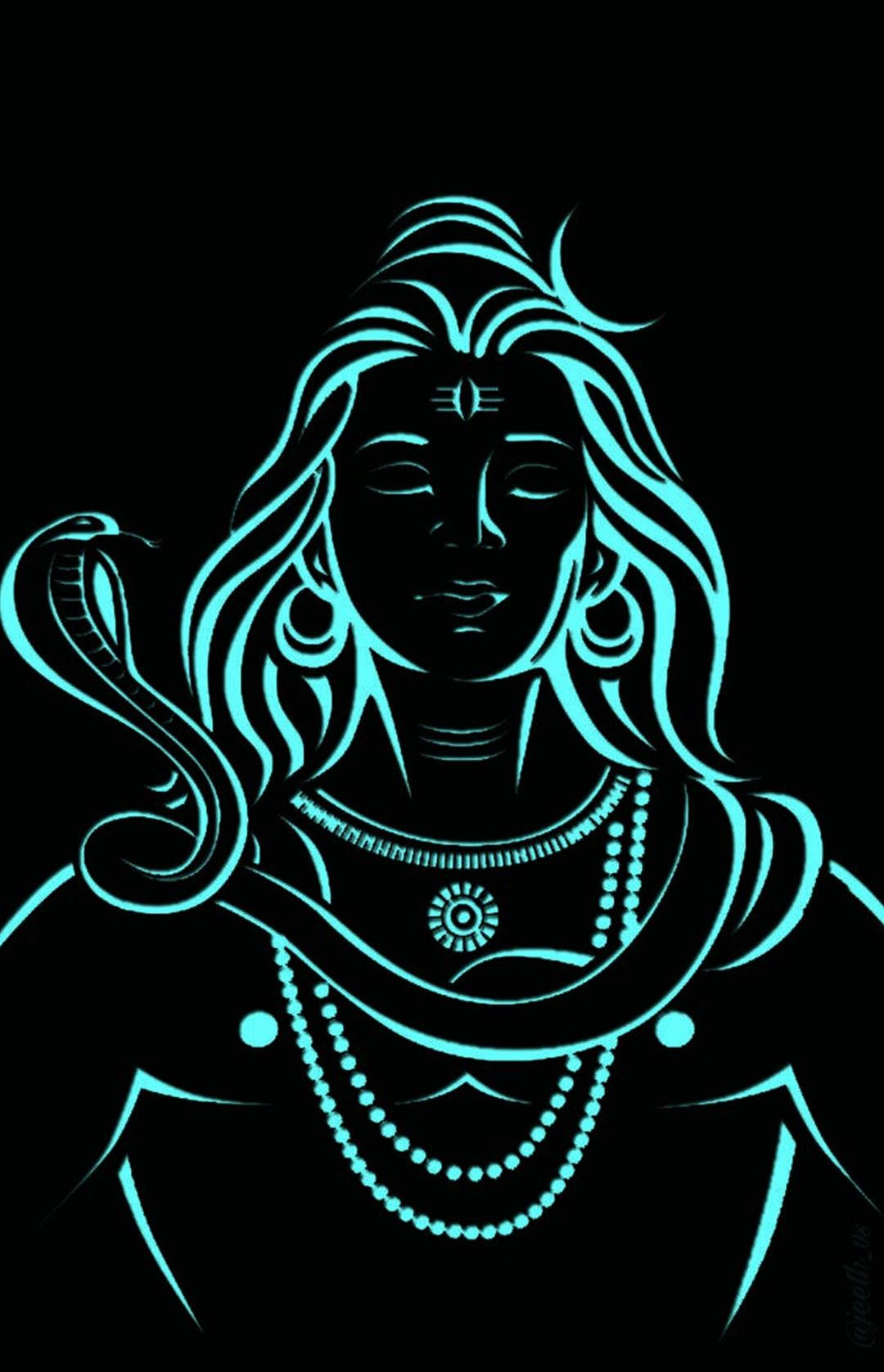 Shiva Mungu wa Mahakal Kwa Neon HD Picha ya Ukuta