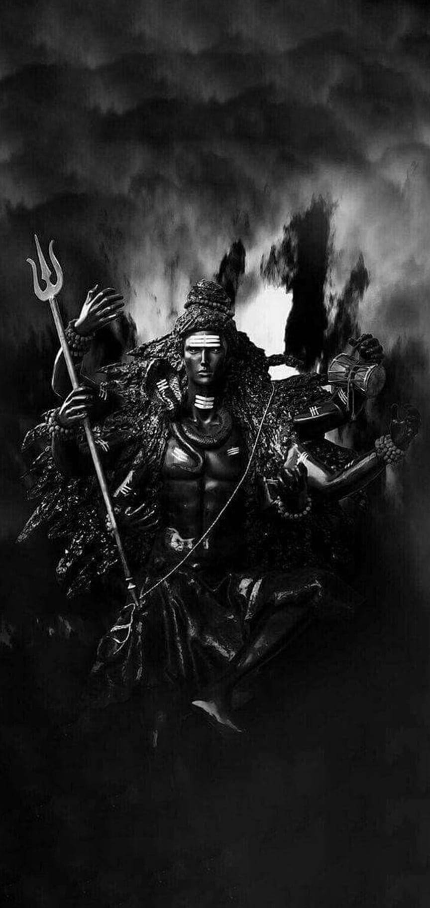 Shiva Mweusi wa Kipekee Monochrome Picha ya Ukuta