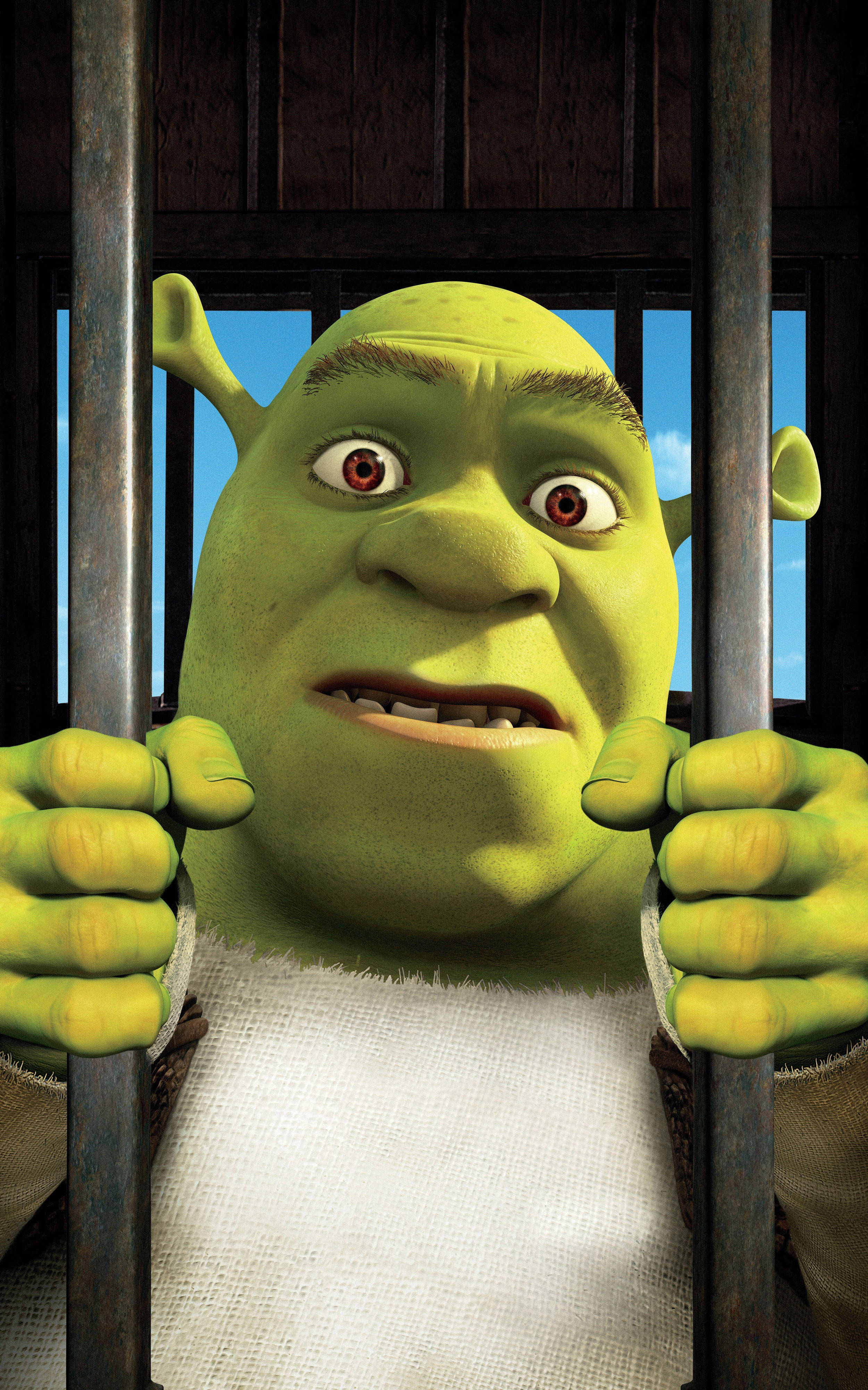 Shrek Captured: Unlikely Hero in a Cage Picha ya Ukuta