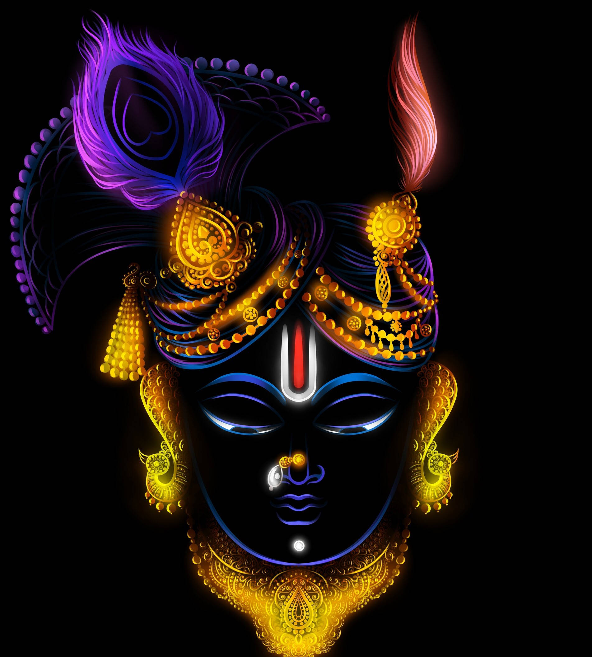 Shrinathji Katika Sanaa ya Neon Picha ya Ukuta