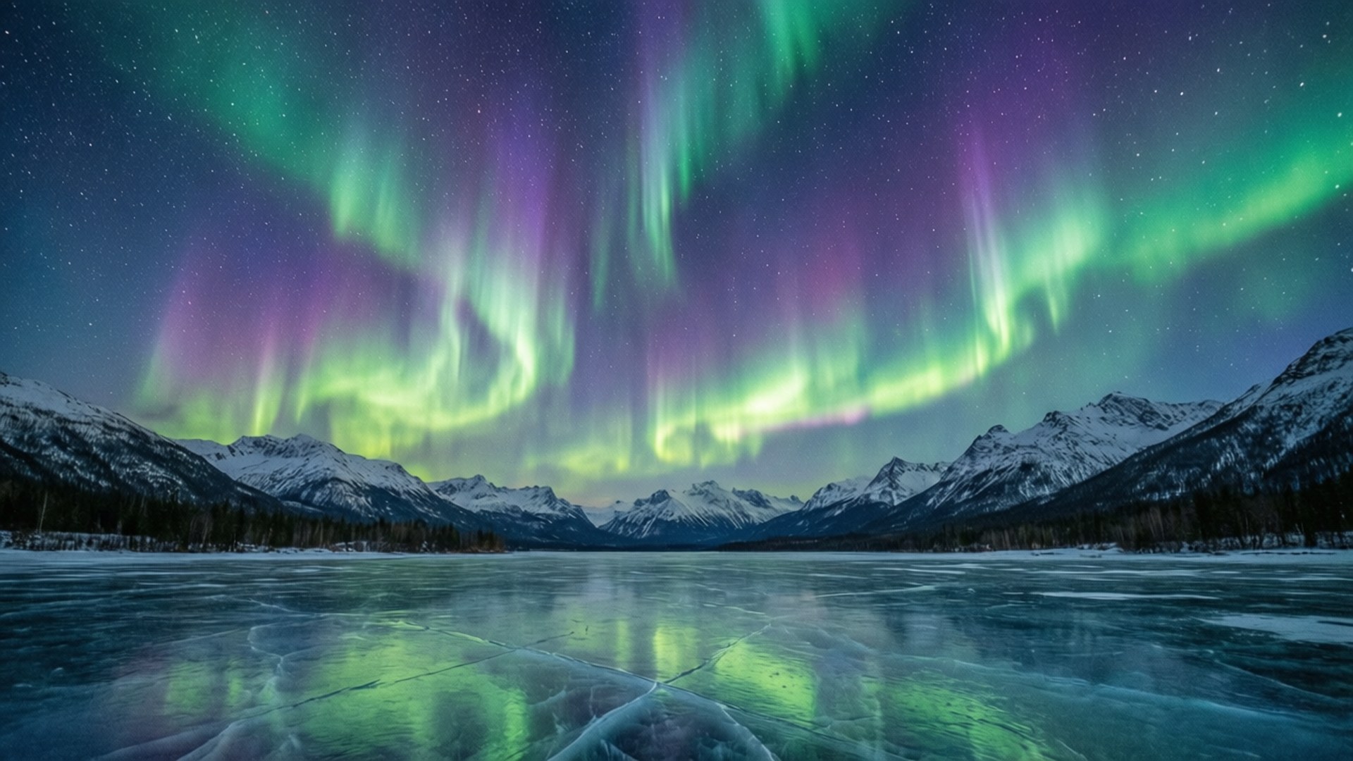 Sihri ya Aurora ya Baridi Picha ya Ukuta