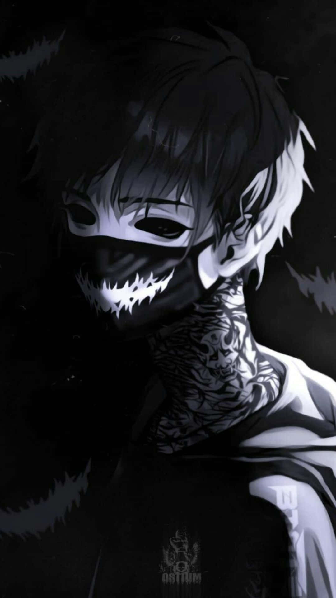 Sikia anga ya fumbo la ulimwengu wa anime yenye giza. Picha ya Ukuta